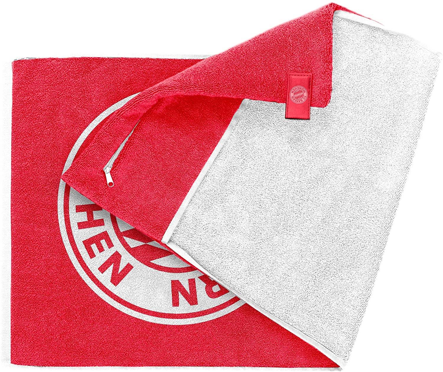 Stryve Towell+ | Sporthandtuch mit integrierter Tasche und Magnetclip | Bekannt aus Die Höhle der Löwen | FC Bayern Edition | saugfähig und schnell