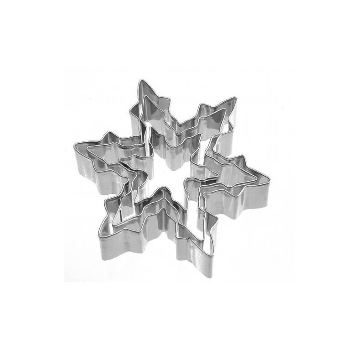 Neustanlo | Keksausstecher Eiskristall 3-tlg | hochwertiger Edelstahl | präzises Ausstechen | ideal für Winter- und Feiertagsgebäck