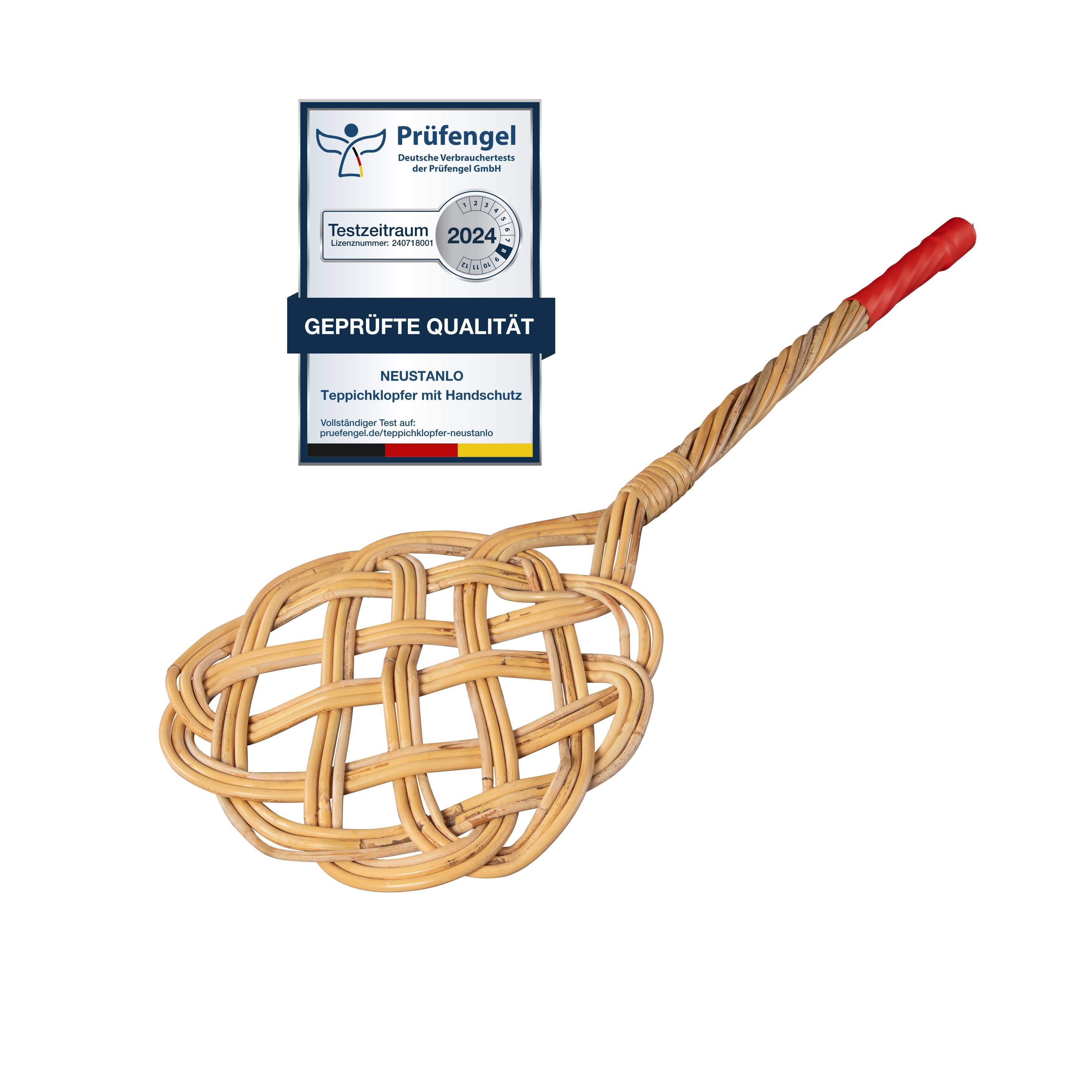 Neustanlo | Teppichklopfer 3-fädig | praktischer Handschutz | robuste Qualität | ideal für effektive Teppichreinigung