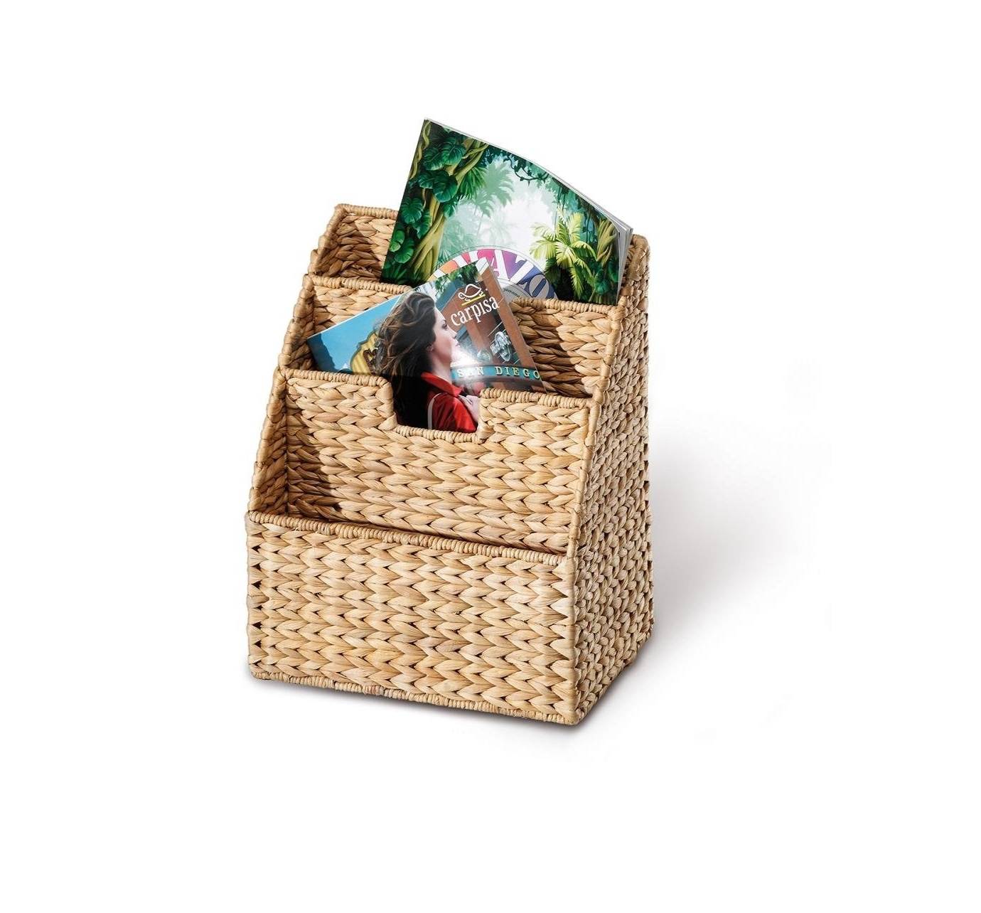 Neustanlo | Zeitungsständer | 3 Fächer | Wasserhyazinthe | stilvoll & praktisch | natürliche Optik | ideal zur Aufbewahrung von Zeitschriften & Zei