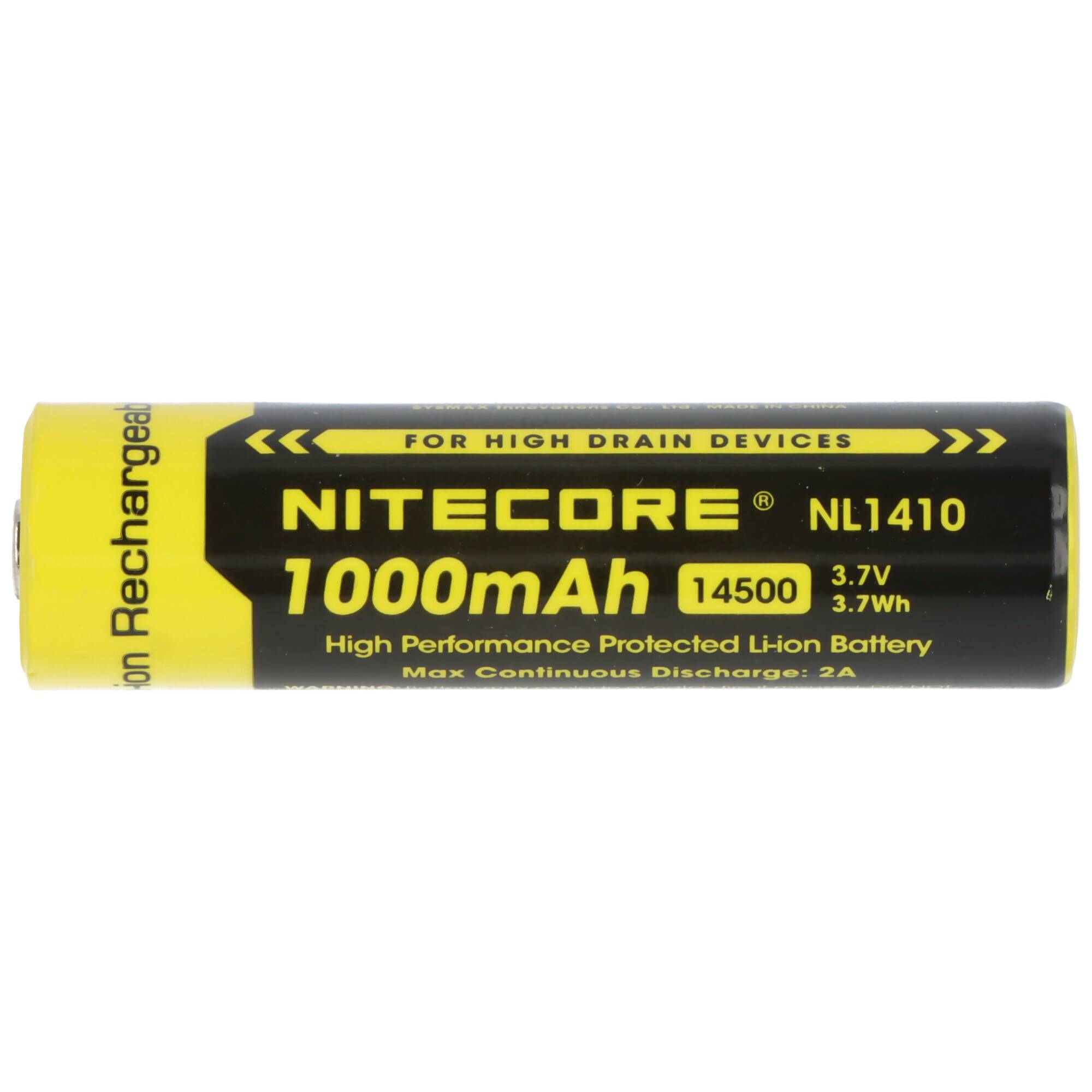 Nitecore 14500 Li-Ion Akku mit 3,7 Volt Spannung und 1000mAh Kapazität, NL1410 Li-Ion Akku