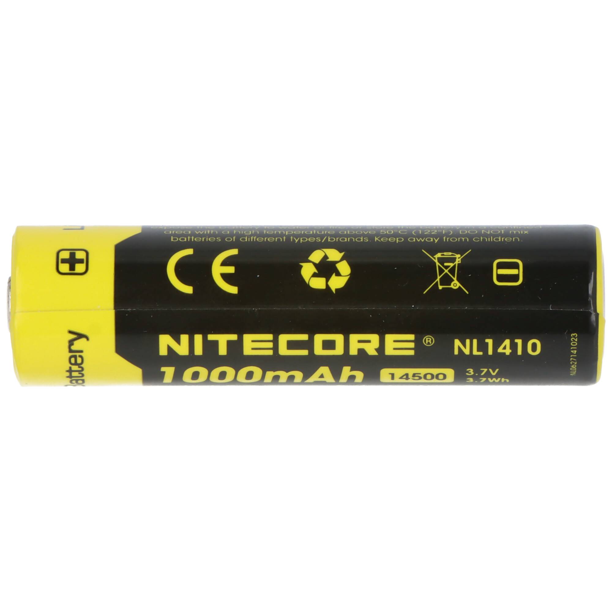 Nitecore 14500 Li-Ion Akku mit 3,7 Volt Spannung und 1000mAh Kapazität, NL1410 Li-Ion Akku