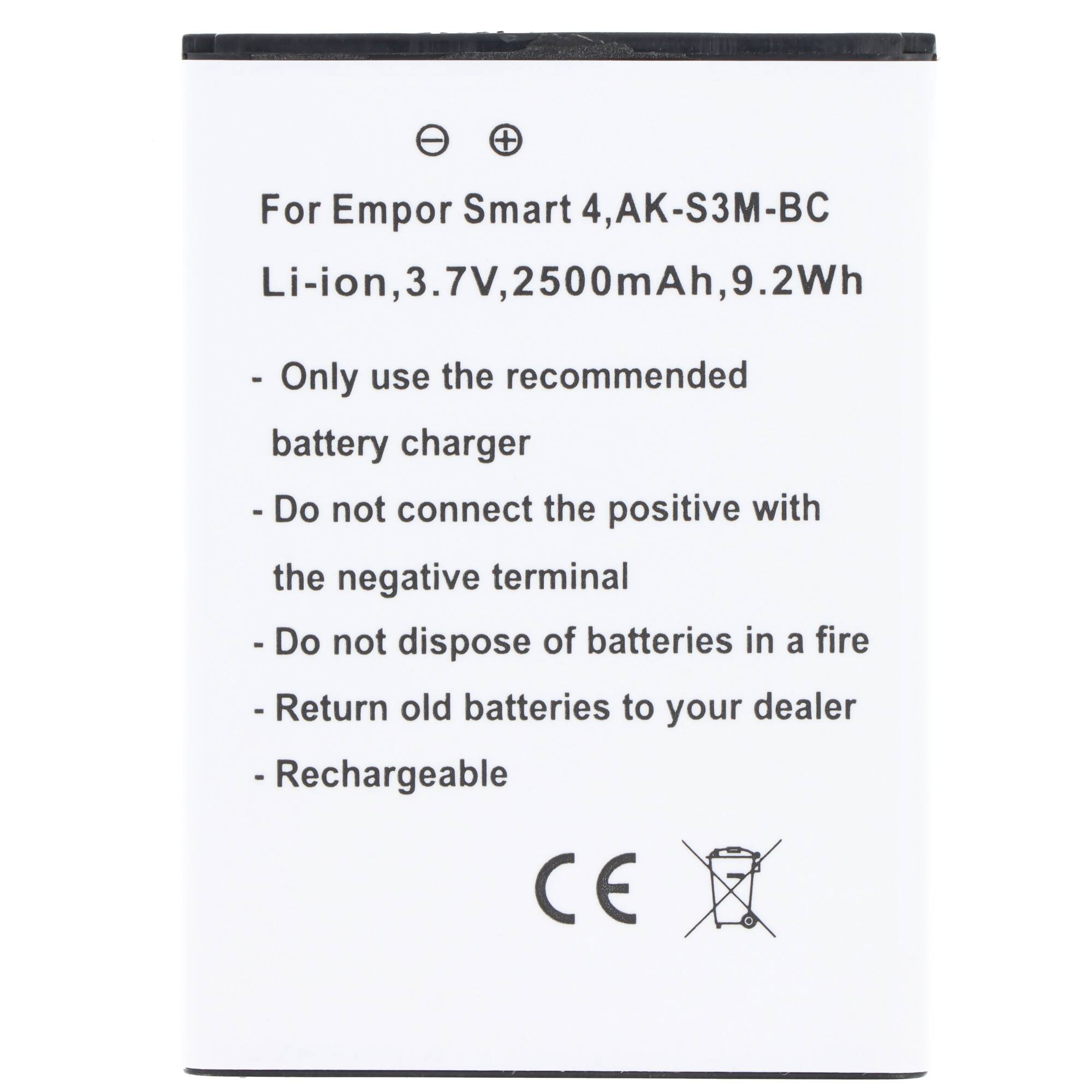 Akku passend für Emporia Smart 4 AK-S3M-BC Li-ion 3,7V 2500mAh 9,2Wh