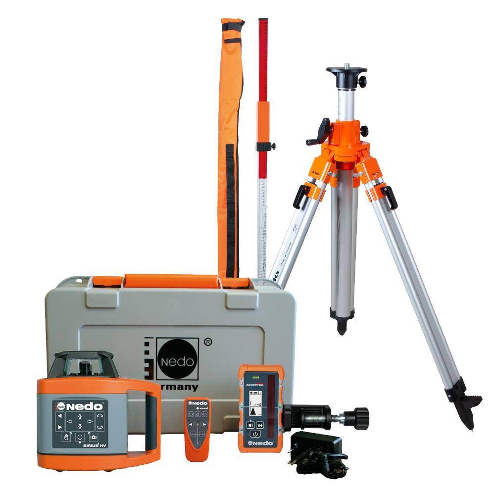Nedo Rotationslaser-Set SIRIUS 1 HV - Laserklasse 3R - Inkl. ACCEPTOR MAXX, Kurbelstativ 0,76 bis 2,02 m und Flexilatten-Set -Preis per Set
