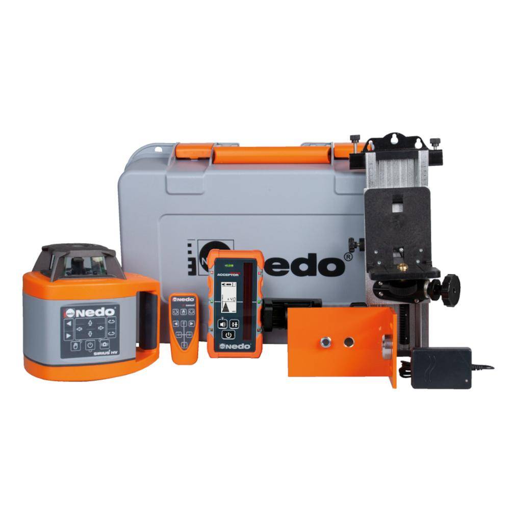 Nedo Rotationslaser-Set SIRIUS 1 HV - Laserklasse 2 - Inkl. ACCEPTOR MAXX, Zieltafel, Wand- und Vertikalhalter -Preis per Set