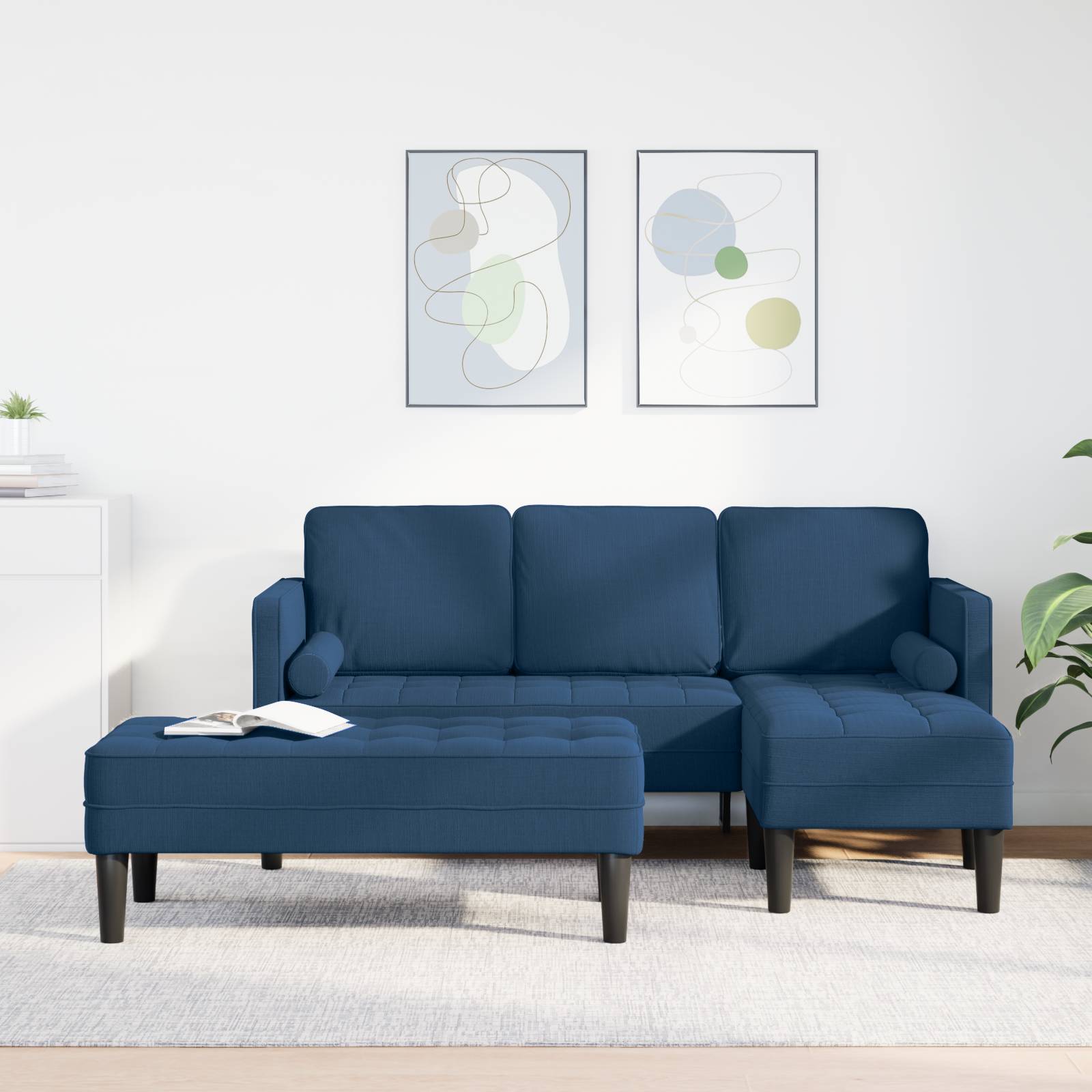 vidaXL 2-teiliges Sofa Set mit Kissen Blau Stoff
