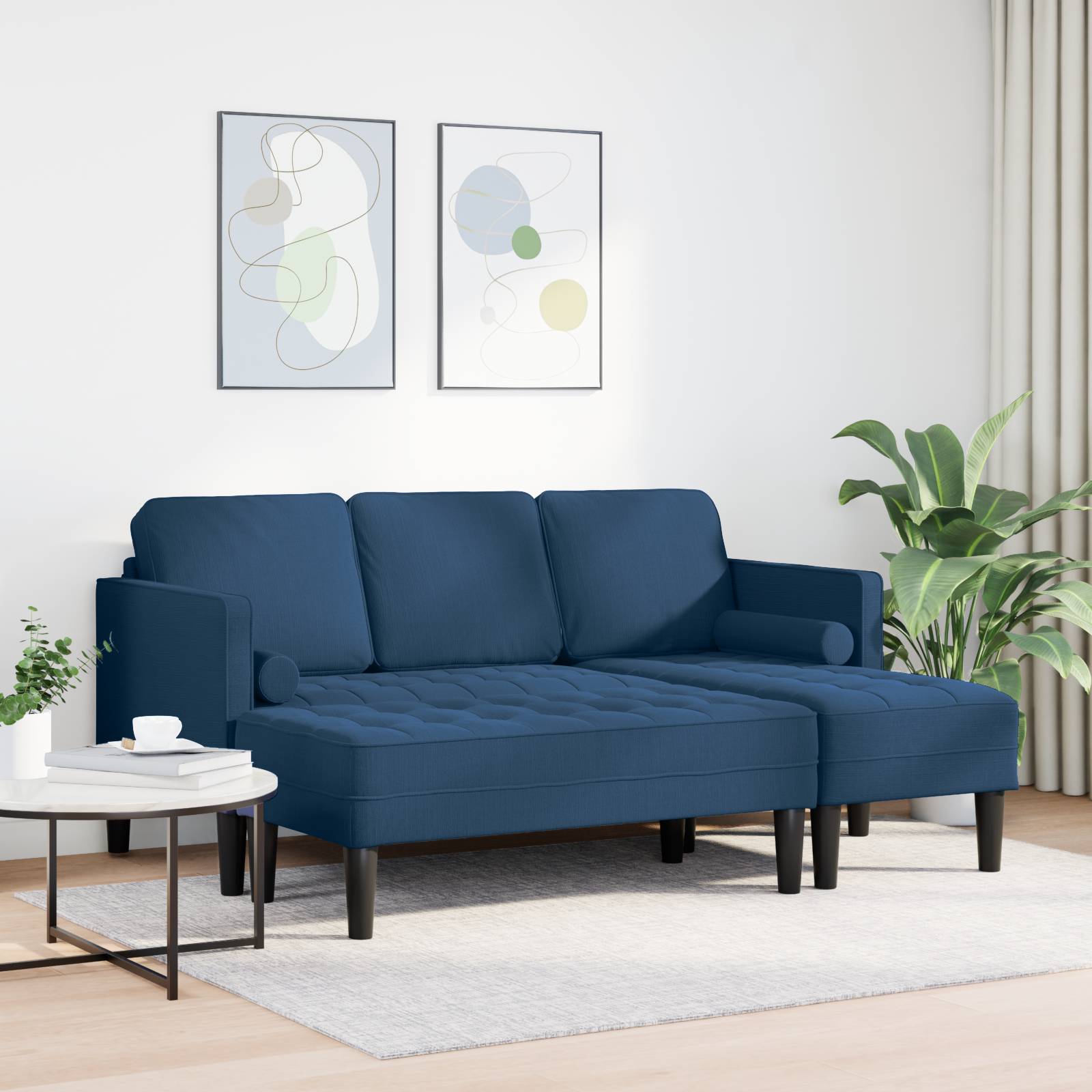 vidaXL 2-teiliges Sofa Set mit Kissen Blau Stoff