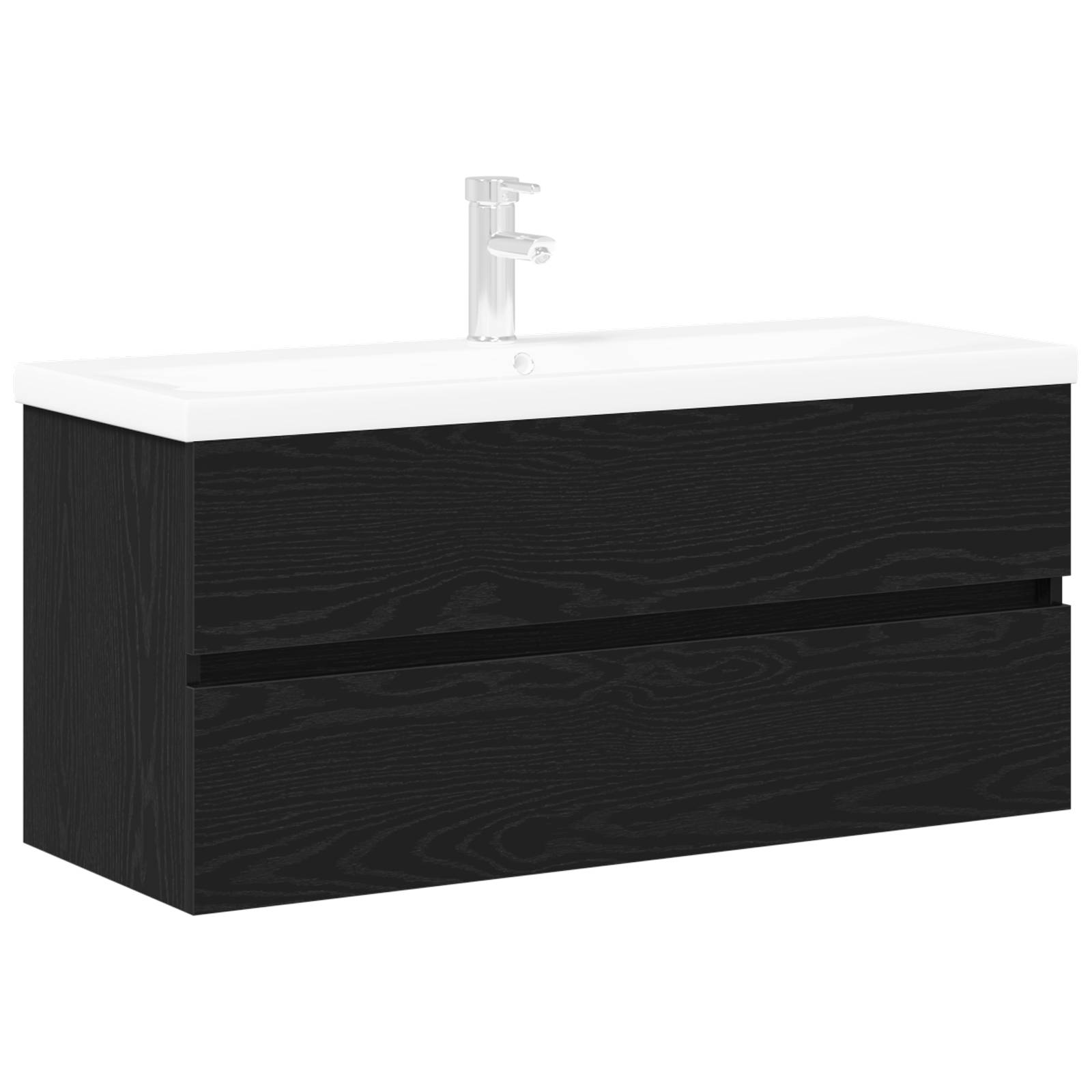vidaXL Waschbecken Schrank mit integriertem Becken Schwarze Eiche Holzwerkstoff
