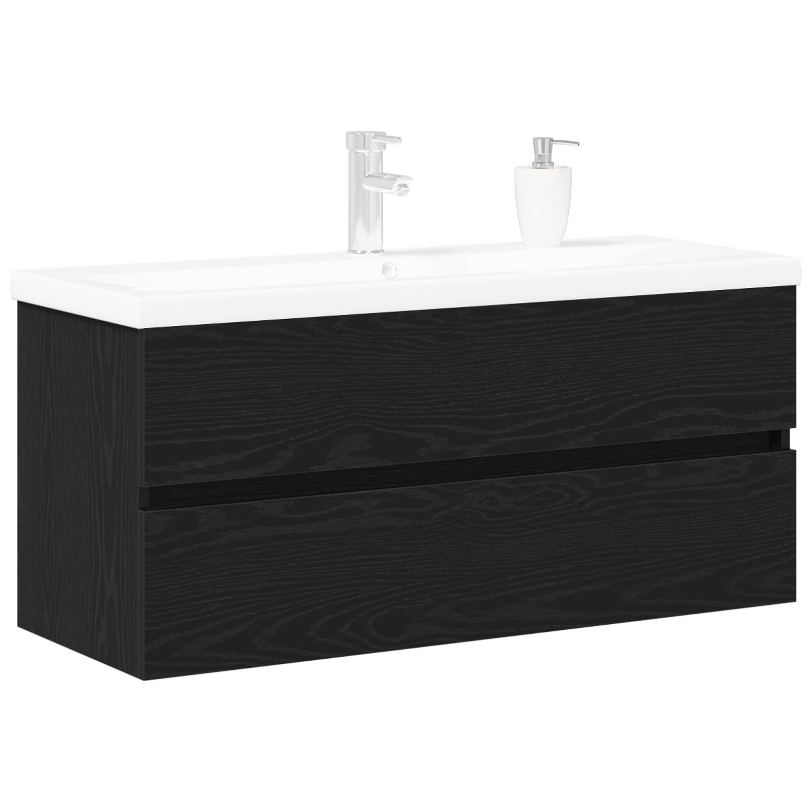 vidaXL Waschbecken Schrank mit integriertem Becken Schwarze Eiche Holzwerkstoff