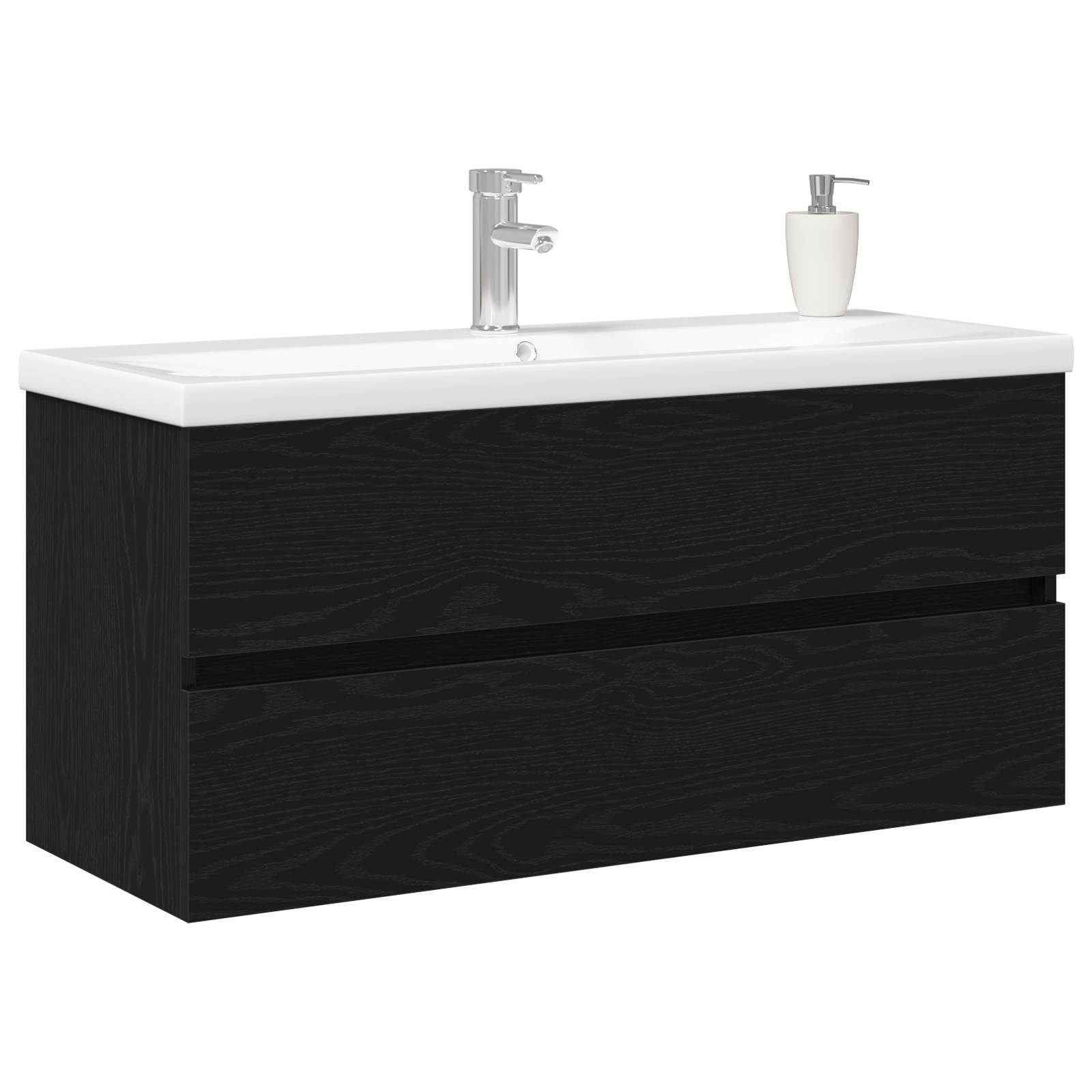vidaXL Waschbecken Schrank mit integriertem Waschbecken Schwarze Eiche aus lackiertem Holz