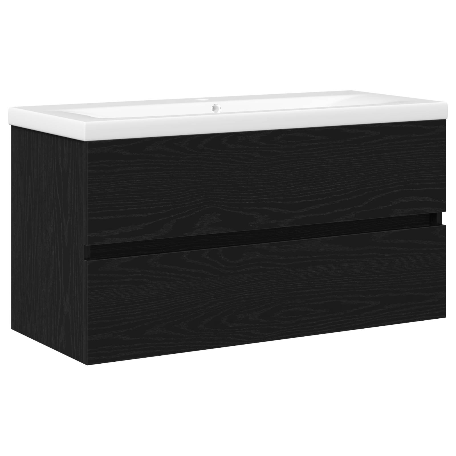 vidaXL Waschbeckenunterschrank mit integriertem Waschbecken aus schwarzer Eiche Holzwerkstoff