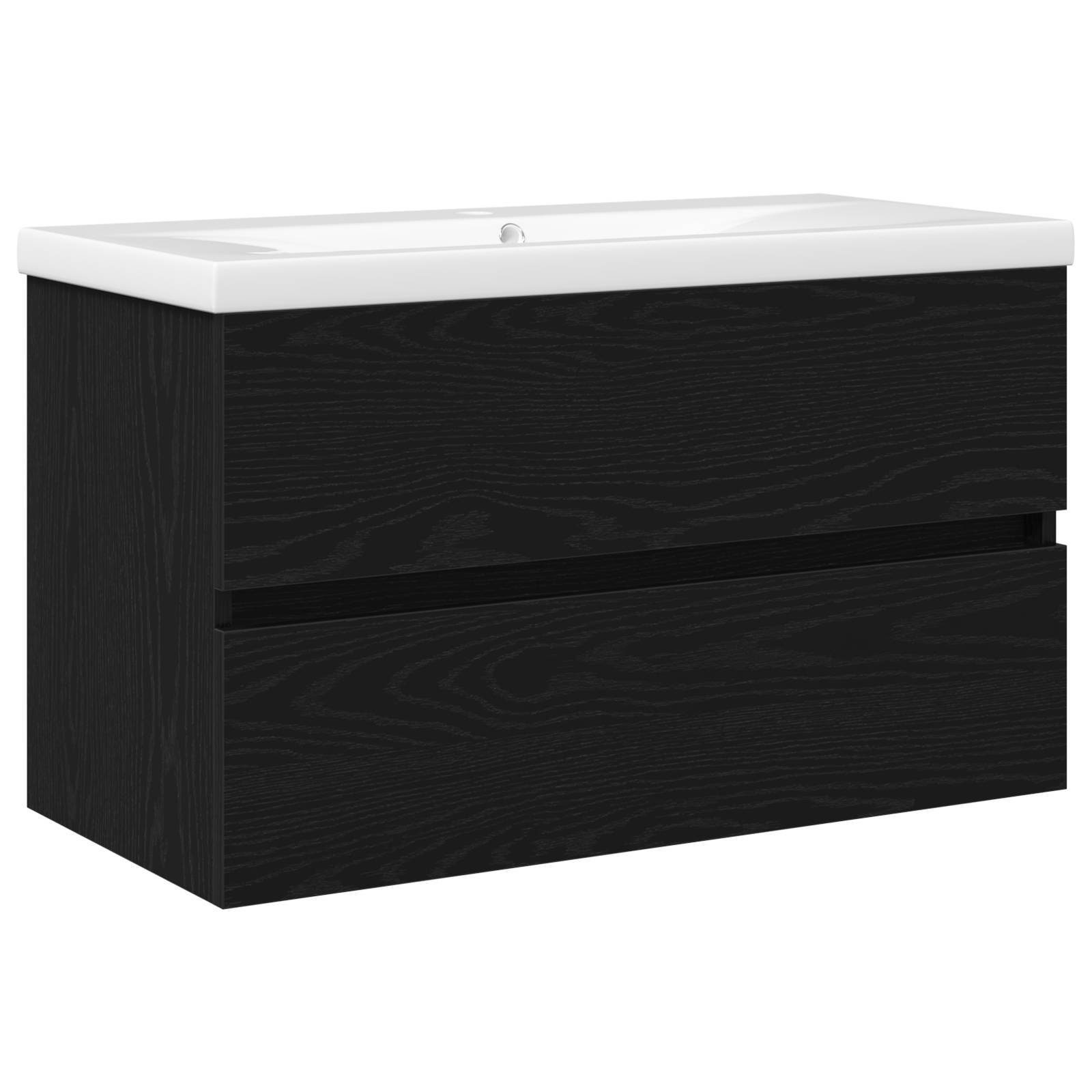 vidaXL Waschbecken-Schränke mit integriertem Becken Schwarze Eiche Holzwerkstoff