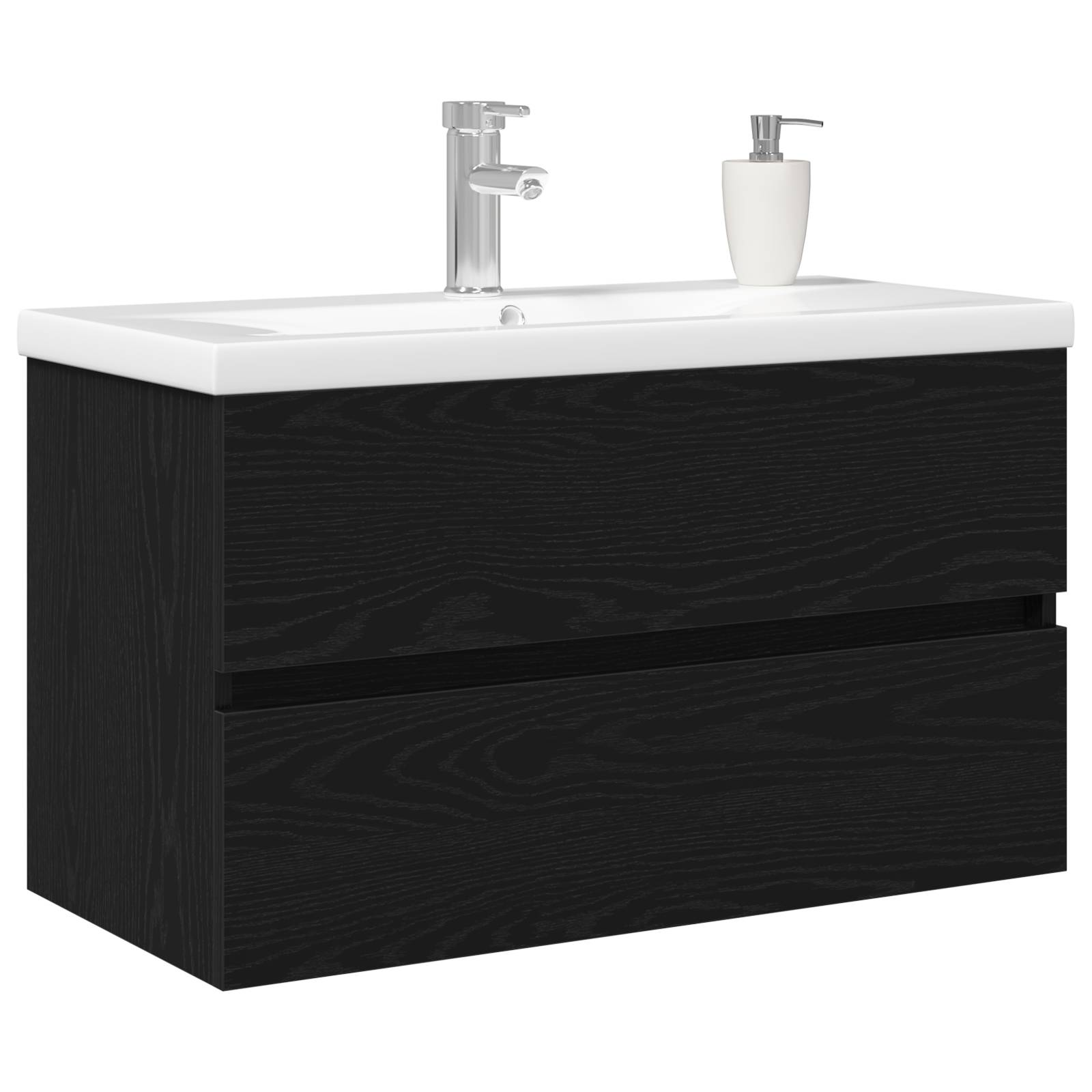 vidaXL Waschbecken-Schränke mit integriertem Becken Schwarze Eiche Holzwerkstoff