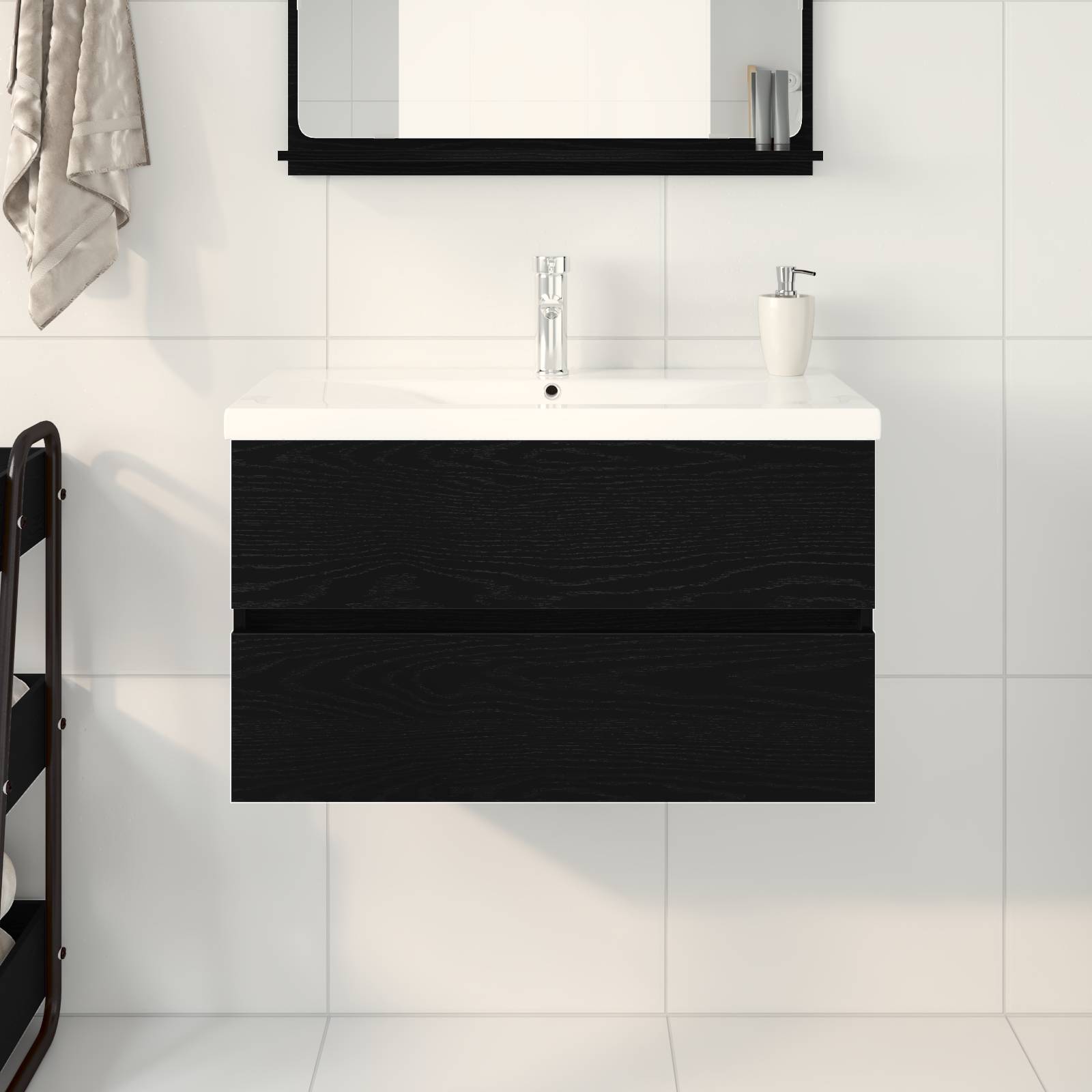 vidaXL Waschbecken-Schränke mit integriertem Becken Schwarze Eiche Holzwerkstoff
