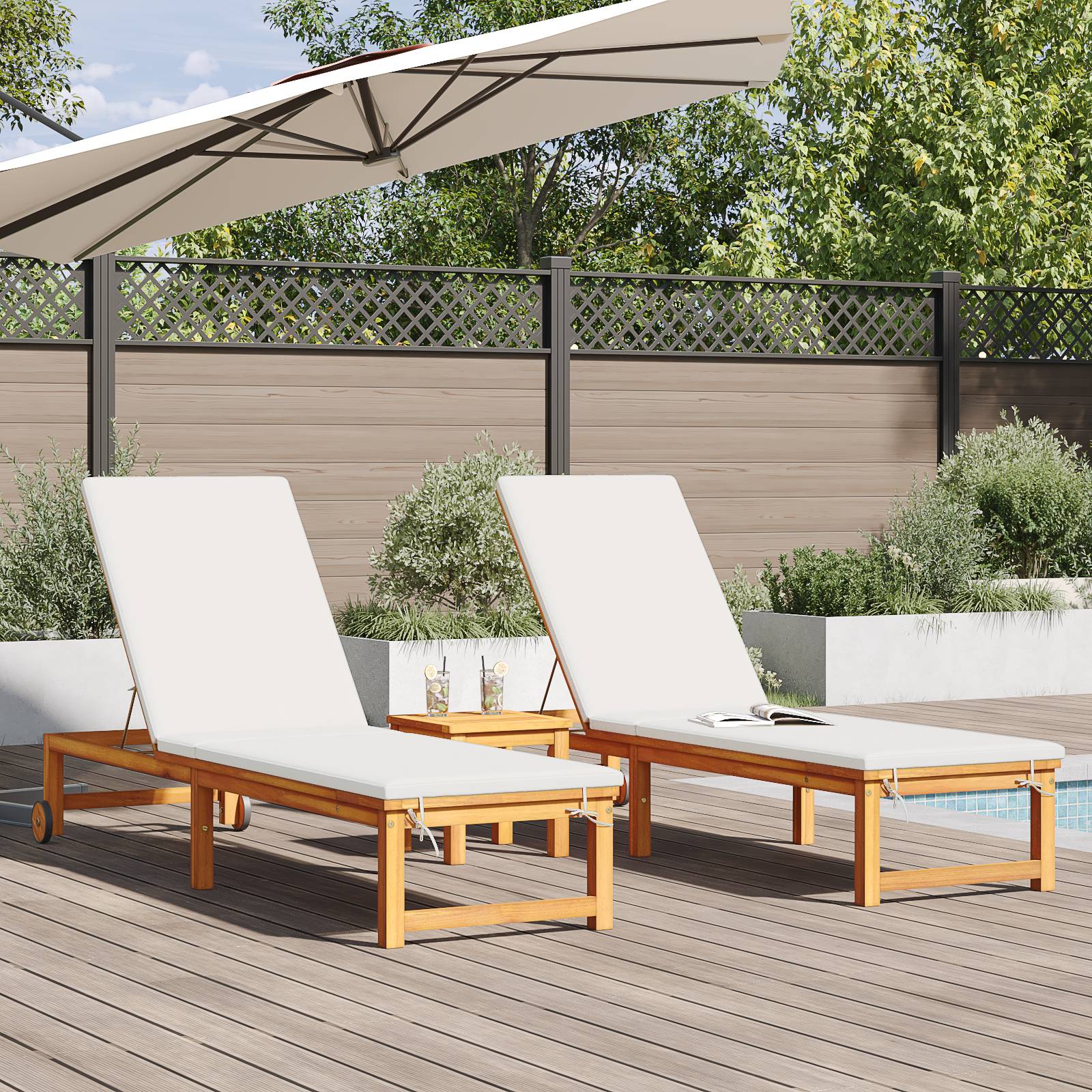 vidaXL Sonnenliege mit Tisch Massivholz Akazie