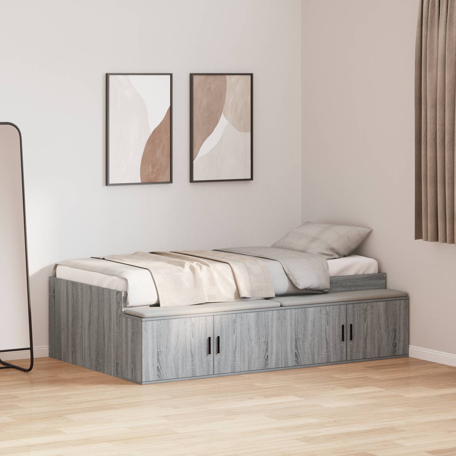 vidaXL Stauraum Bettgestell Grau Sonoma 75x190 cm