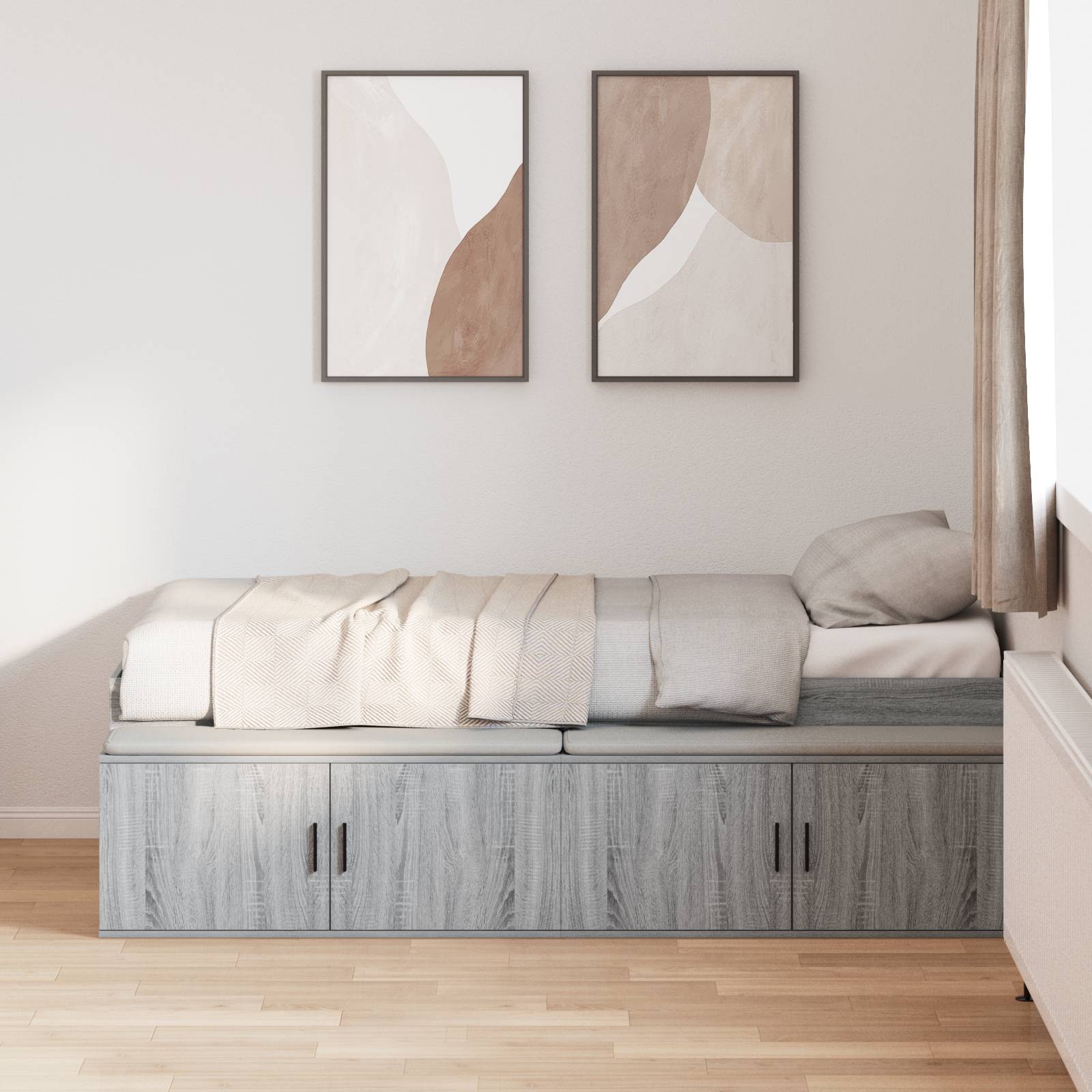 vidaXL Stauraum Bettgestell Grau Sonoma 75x190 cm