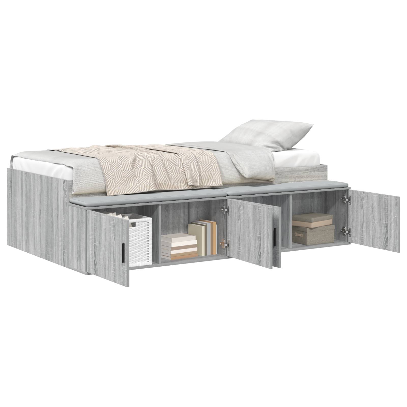 vidaXL Stauraum Bettgestell Grau Sonoma 75x190 cm