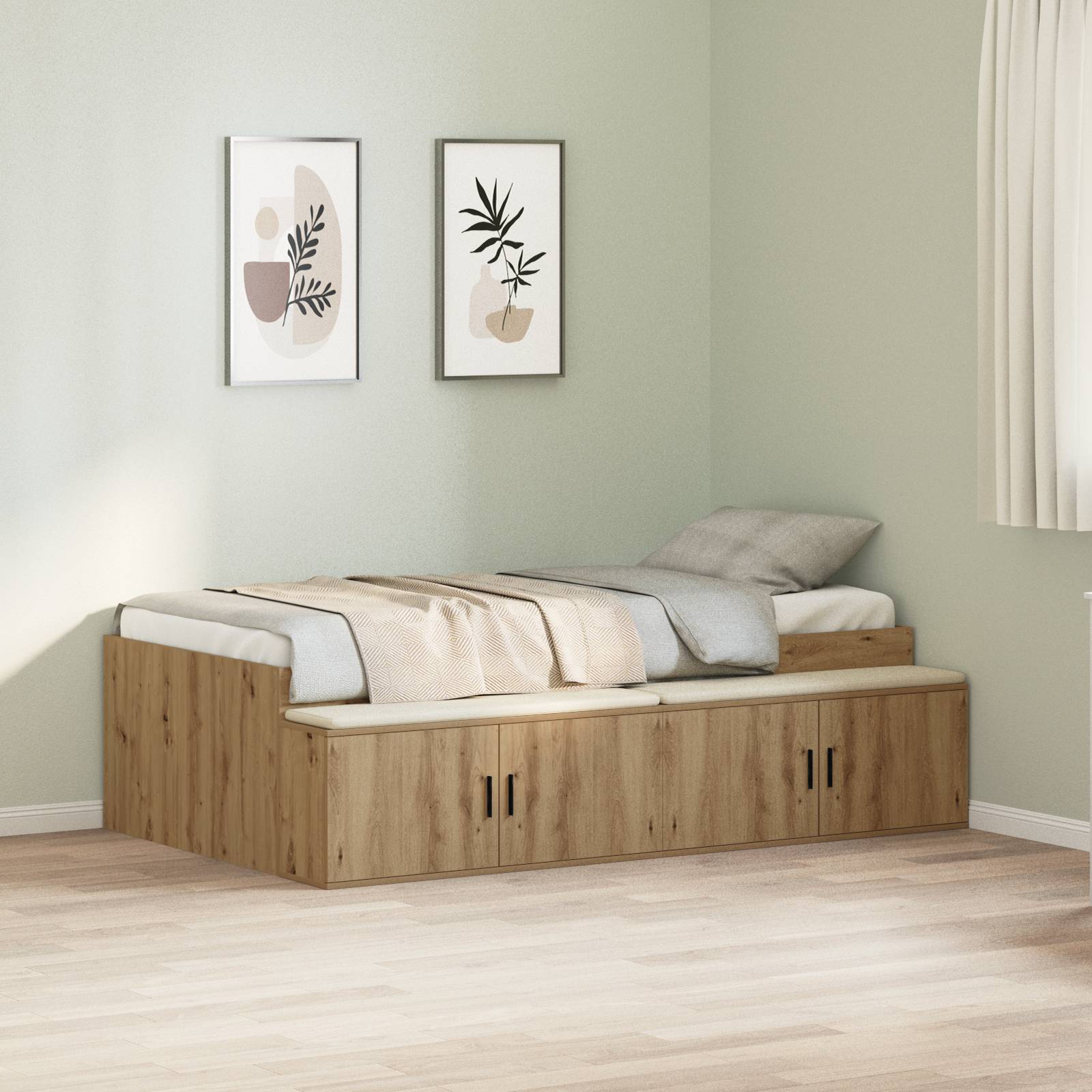 vidaXL Bettgestell Artisan Eiche 100x200 cm
