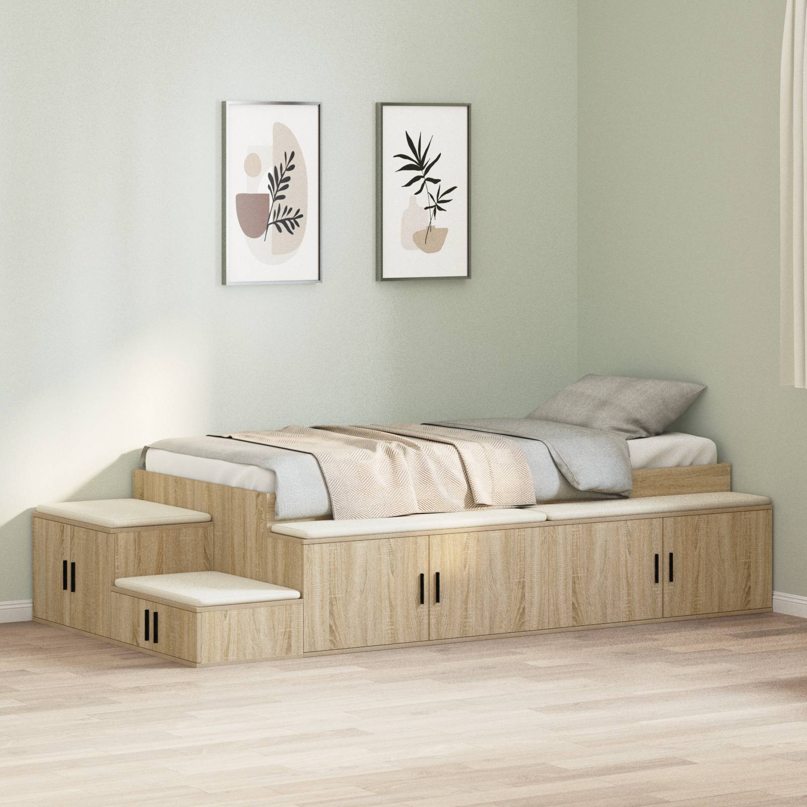 vidaXL Aufbewahrungsbettgestell Sonoma Eiche 75x190 cm
