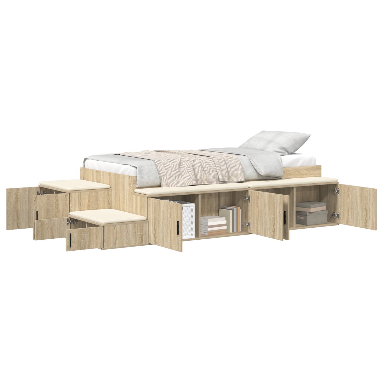 vidaXL Aufbewahrungsbettgestell Sonoma Eiche 75x190 cm