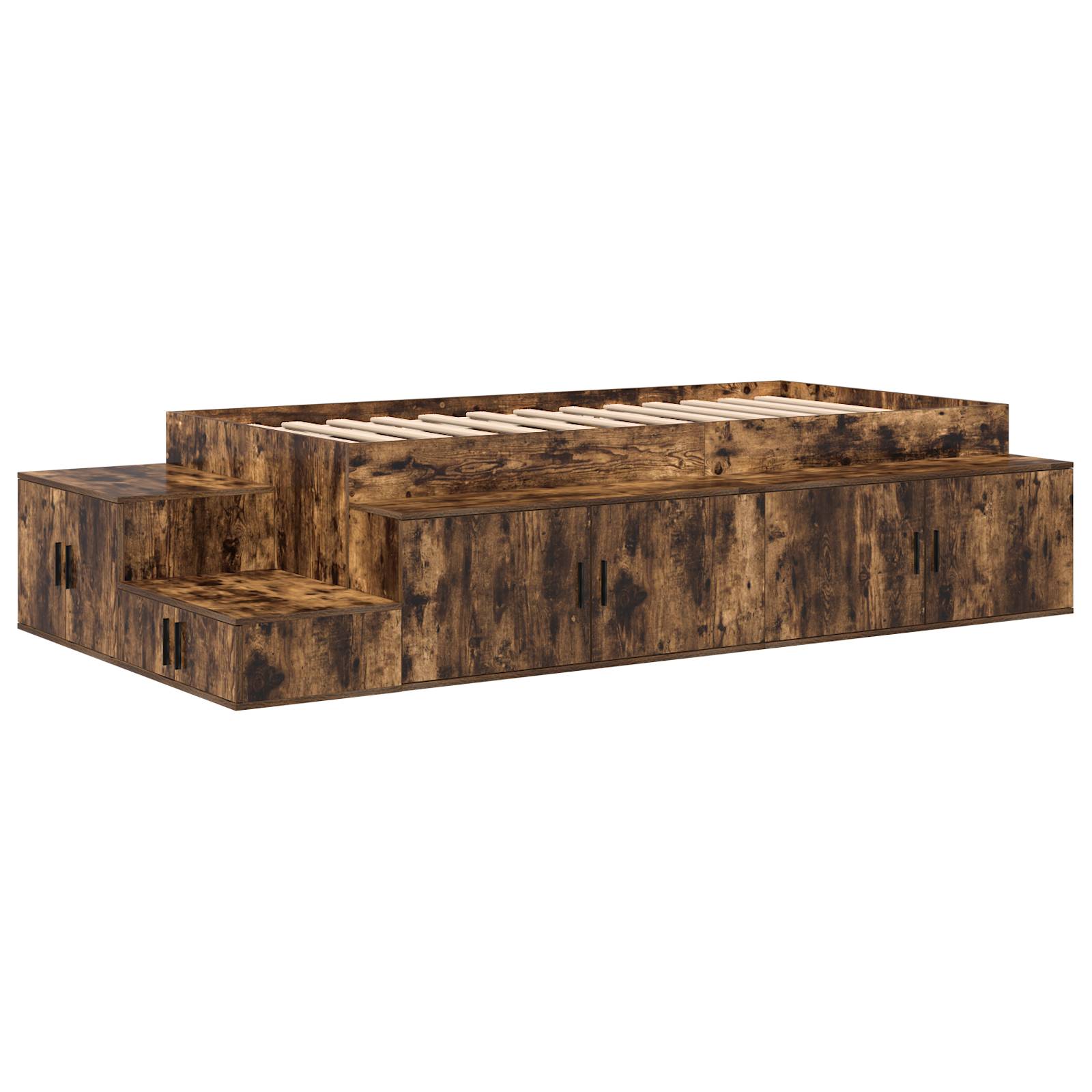 vidaXL Bettgestell Lagerung Räucher-Eiche 90x190 cm