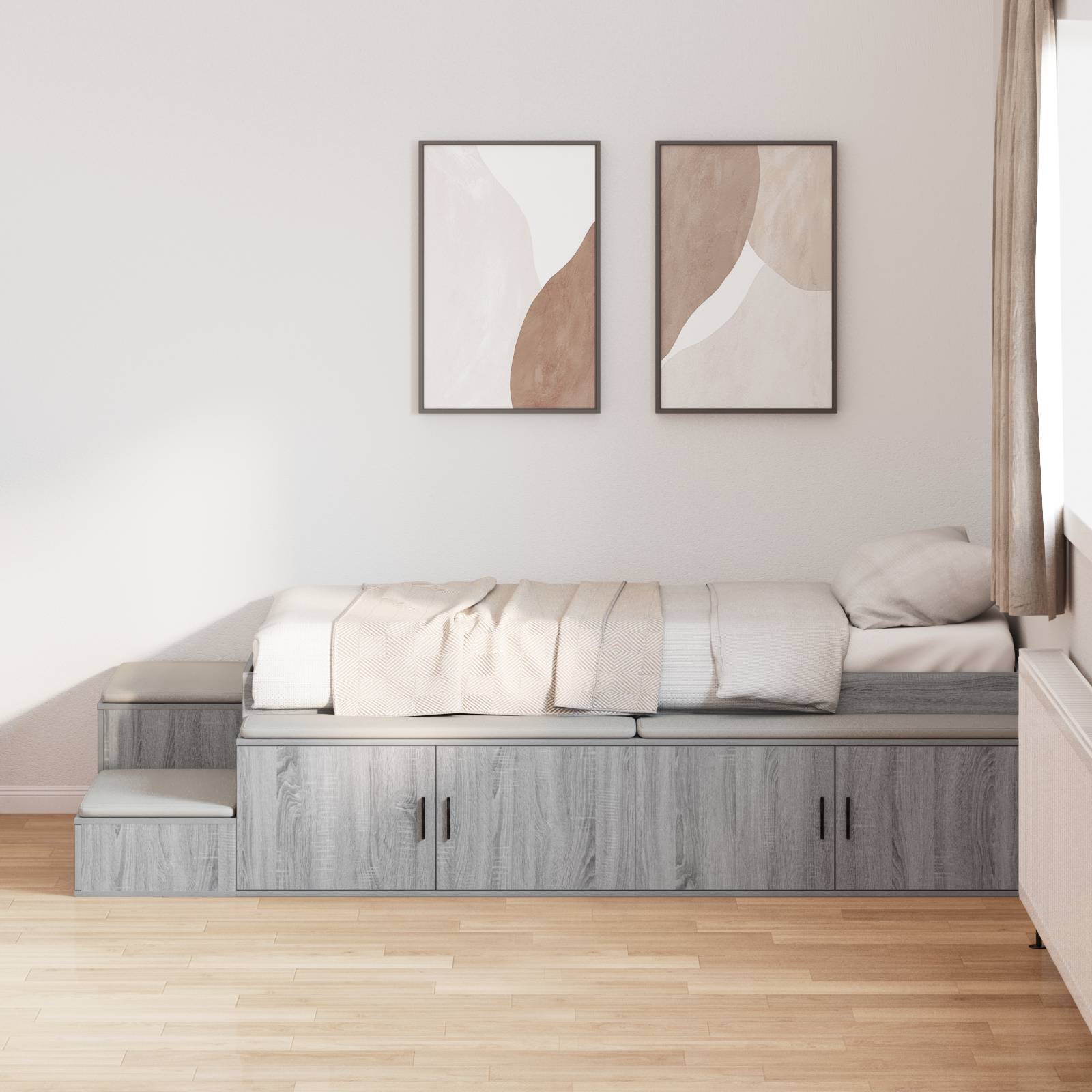 vidaXL Stauraum Bettgestell Grau Sonoma 75x190 cm