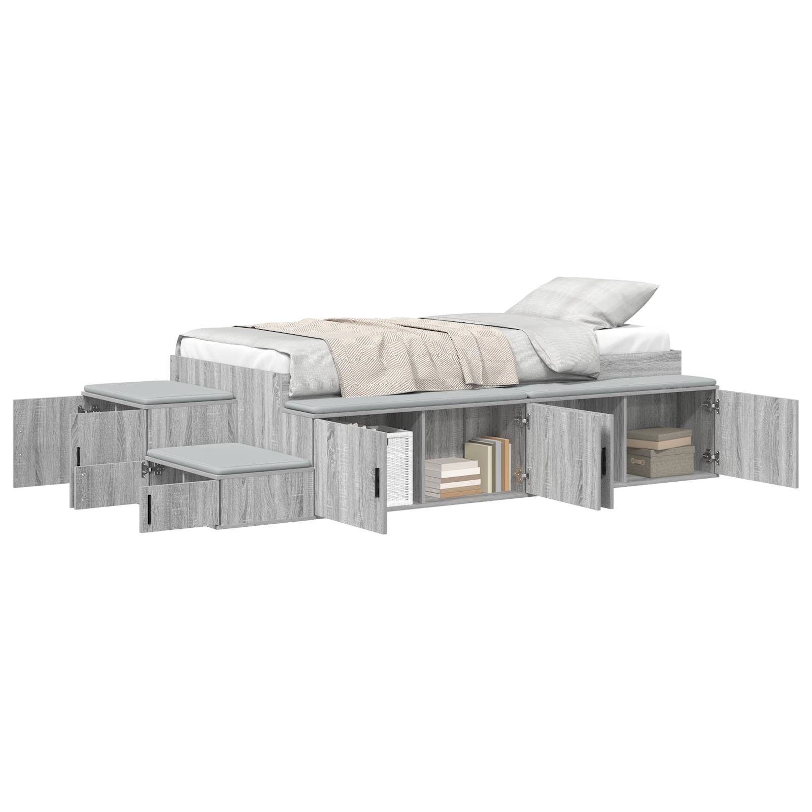 vidaXL Stauraum Bettgestell Grau Sonoma 75x190 cm