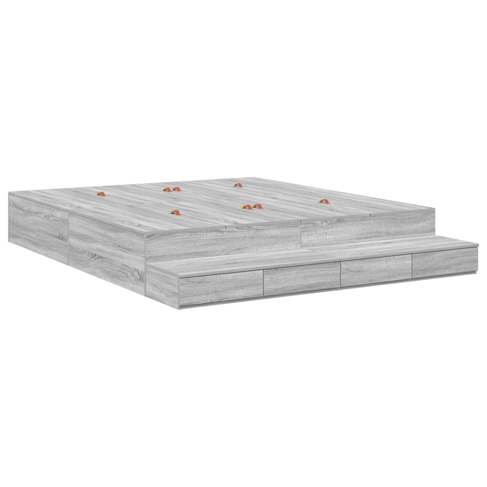 vidaXL Stauraumbettgestell Grau Sonoma 200x200 cm