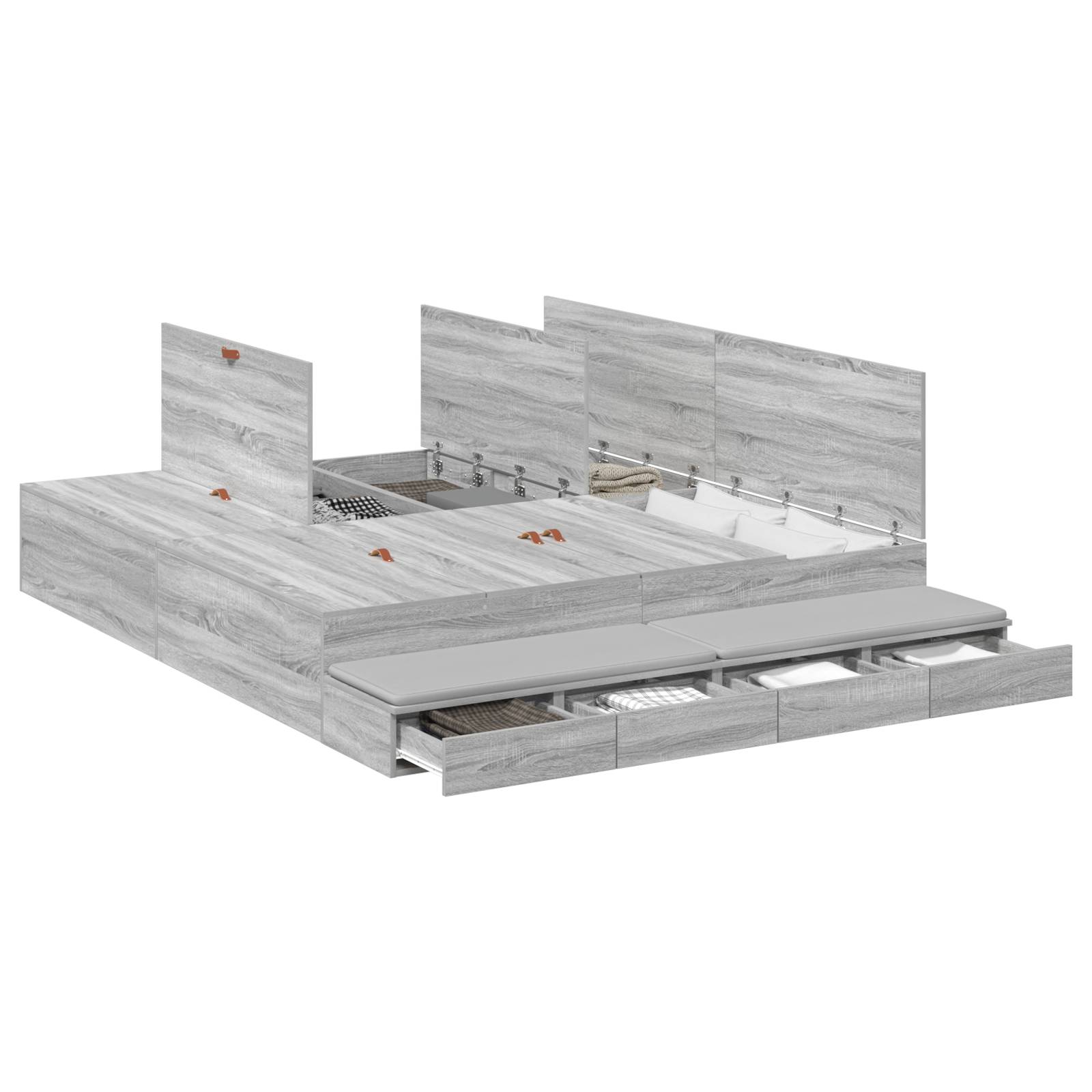 vidaXL Stauraumbettgestell Grau Sonoma 200x200 cm