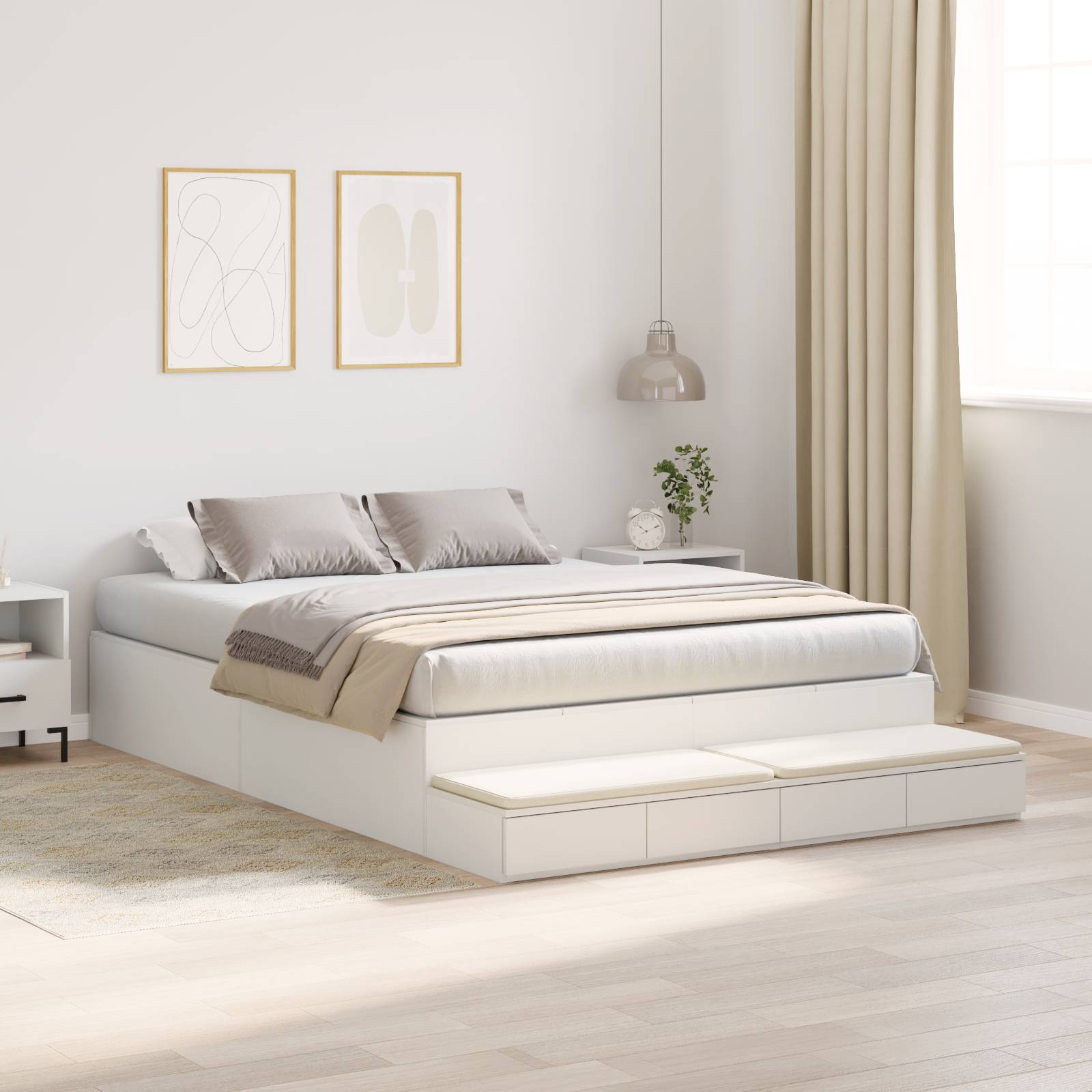 vidaXL Stauraum Bettgestell Weiß 150x200 cm