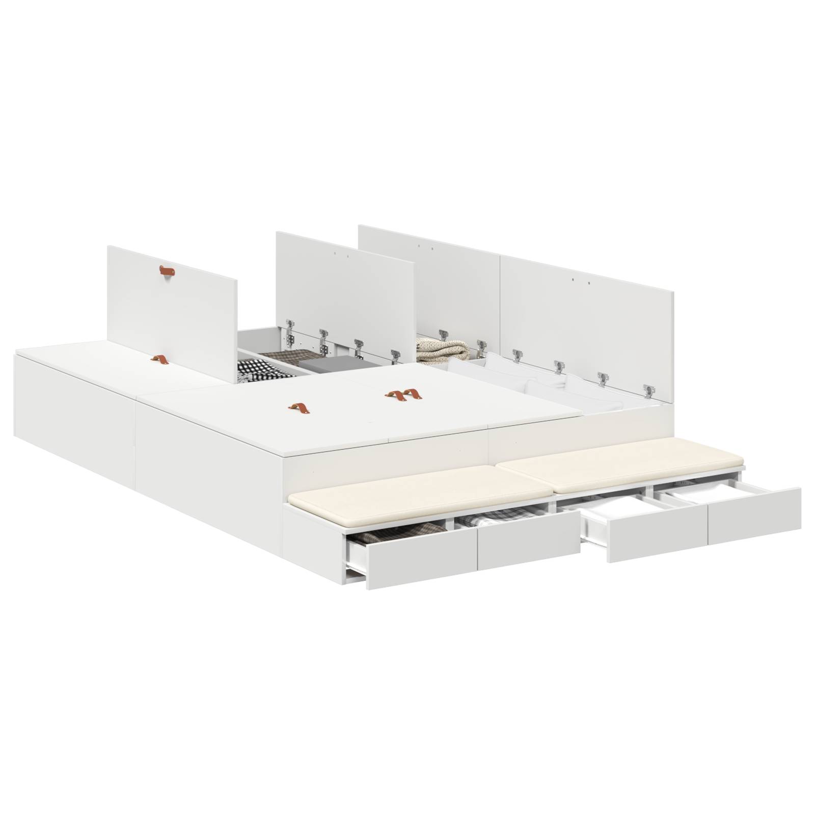 vidaXL Stauraum Bettgestell Weiß 150x200 cm