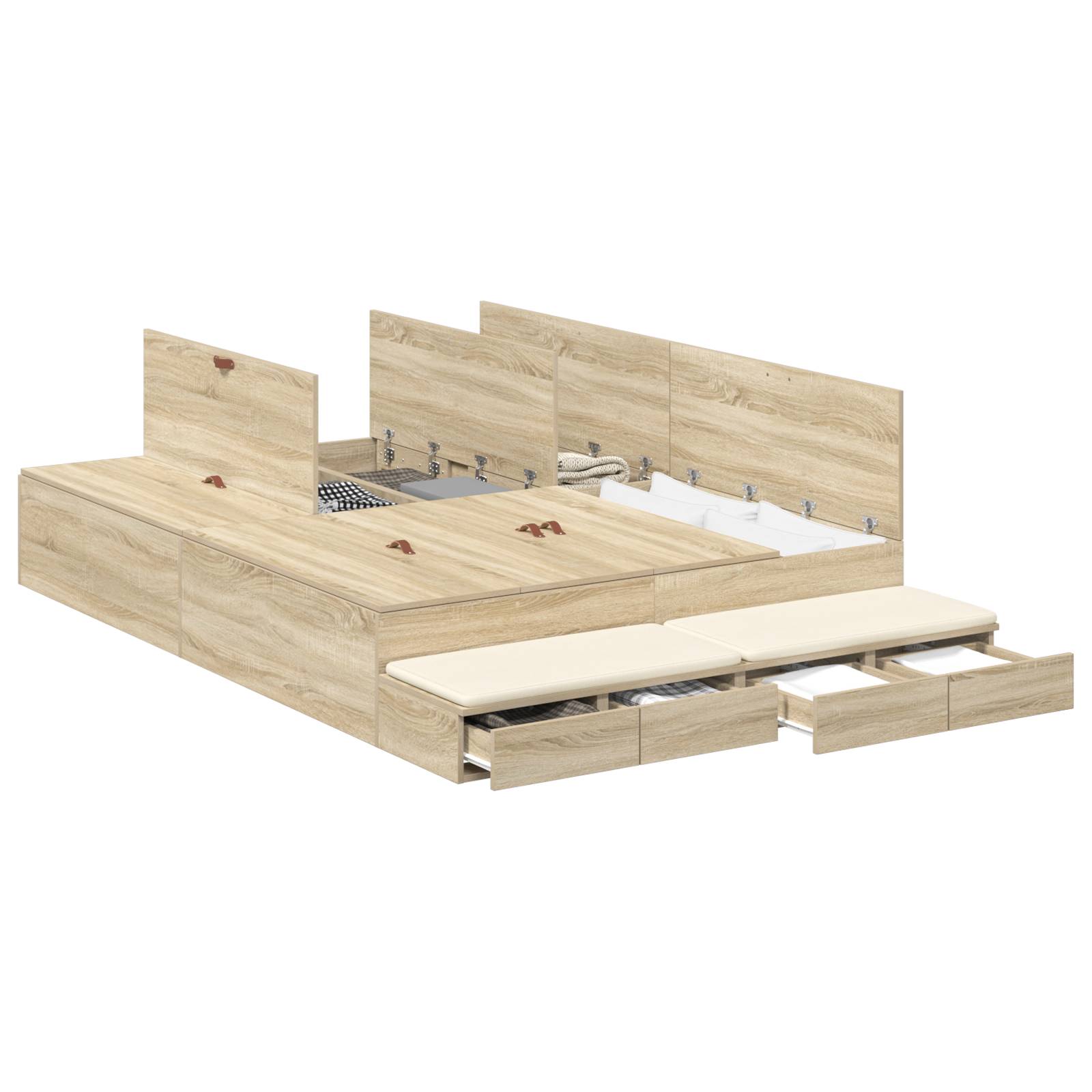 vidaXL Bettgestell mit Stauraum Sonoma Eiche 140x190 cm