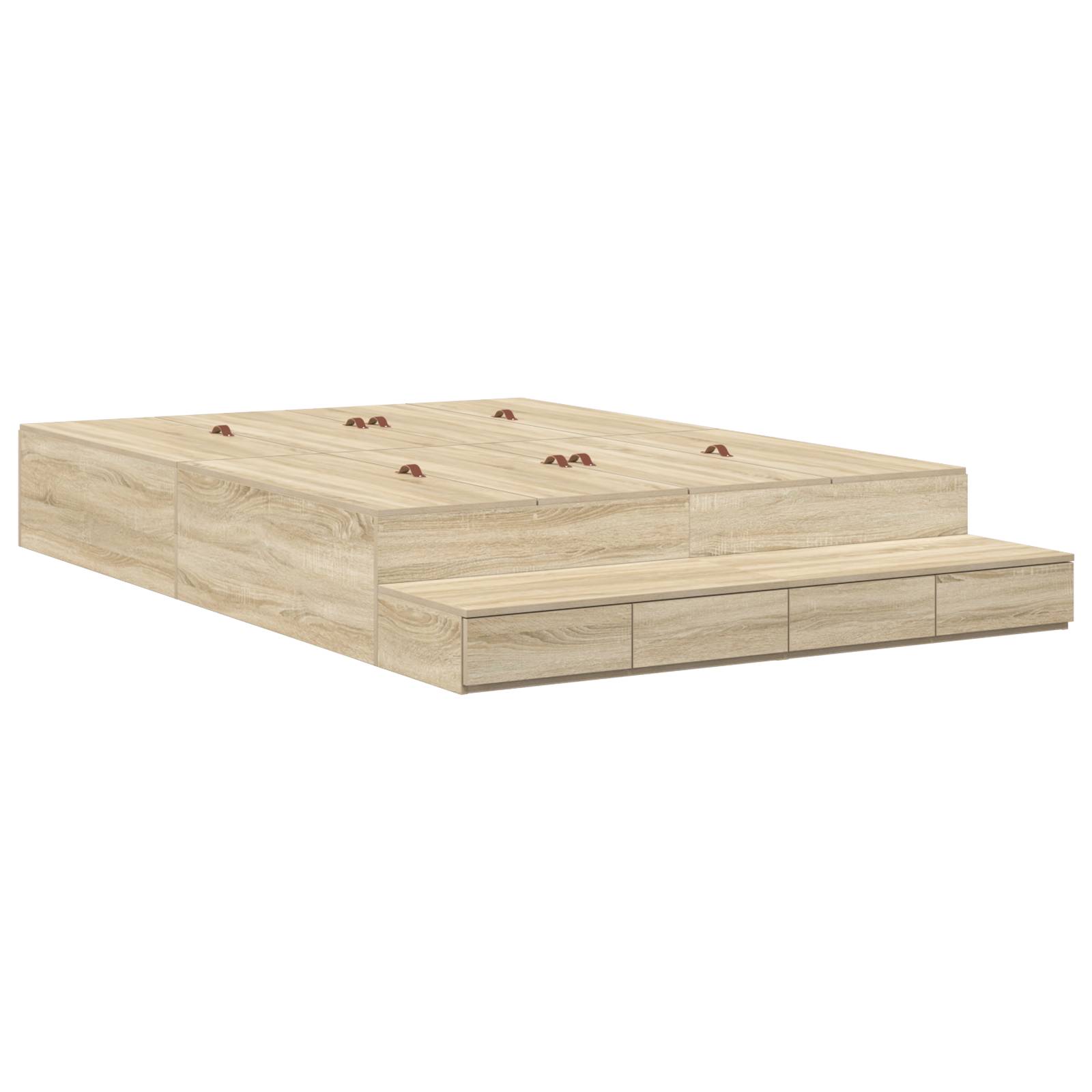 vidaXL Bettgestell mit Stauraum Sonoma Eiche 140x190 cm