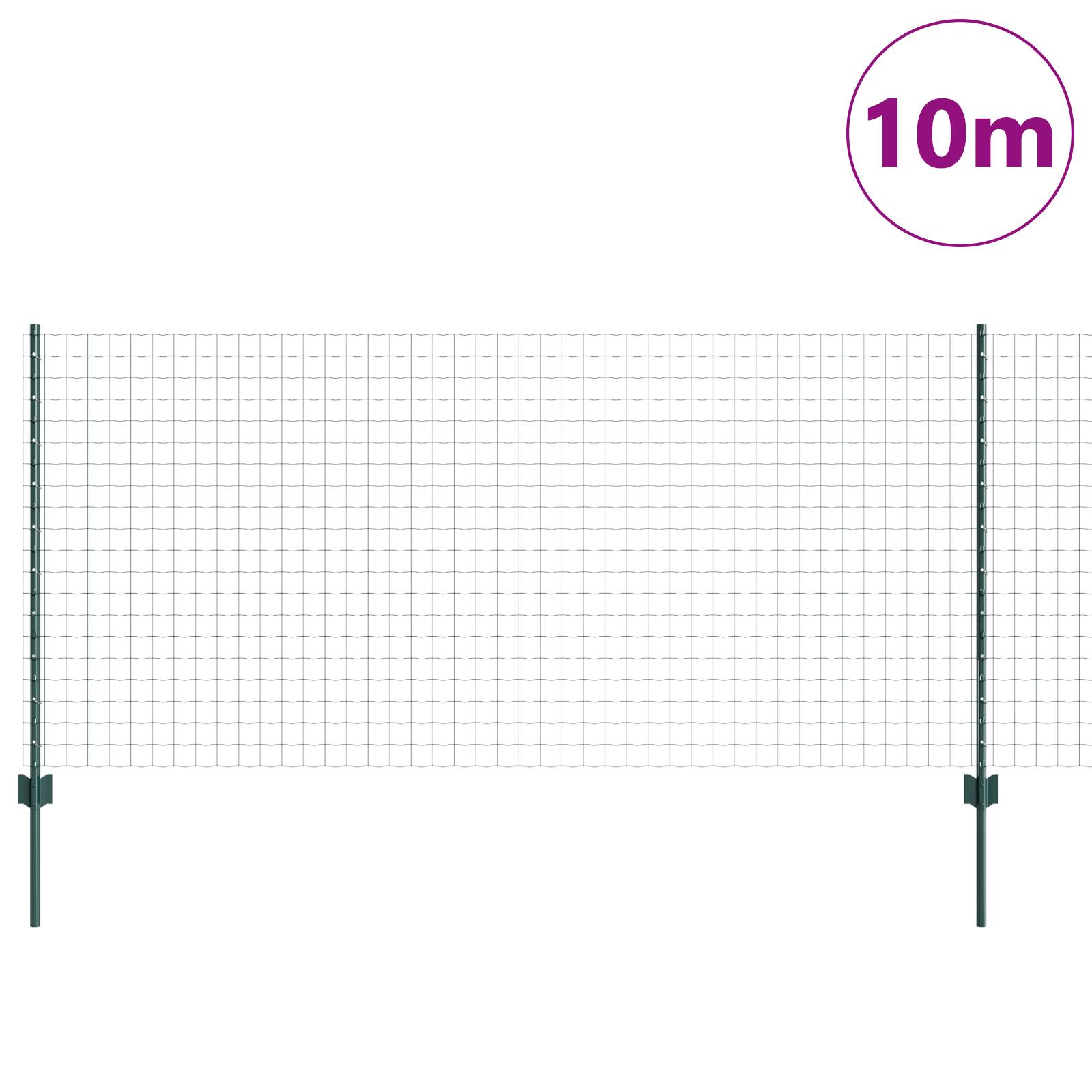 vidaXL Euro Zaun mit 5 U-Pfosten Grün 1x10 m Stahl