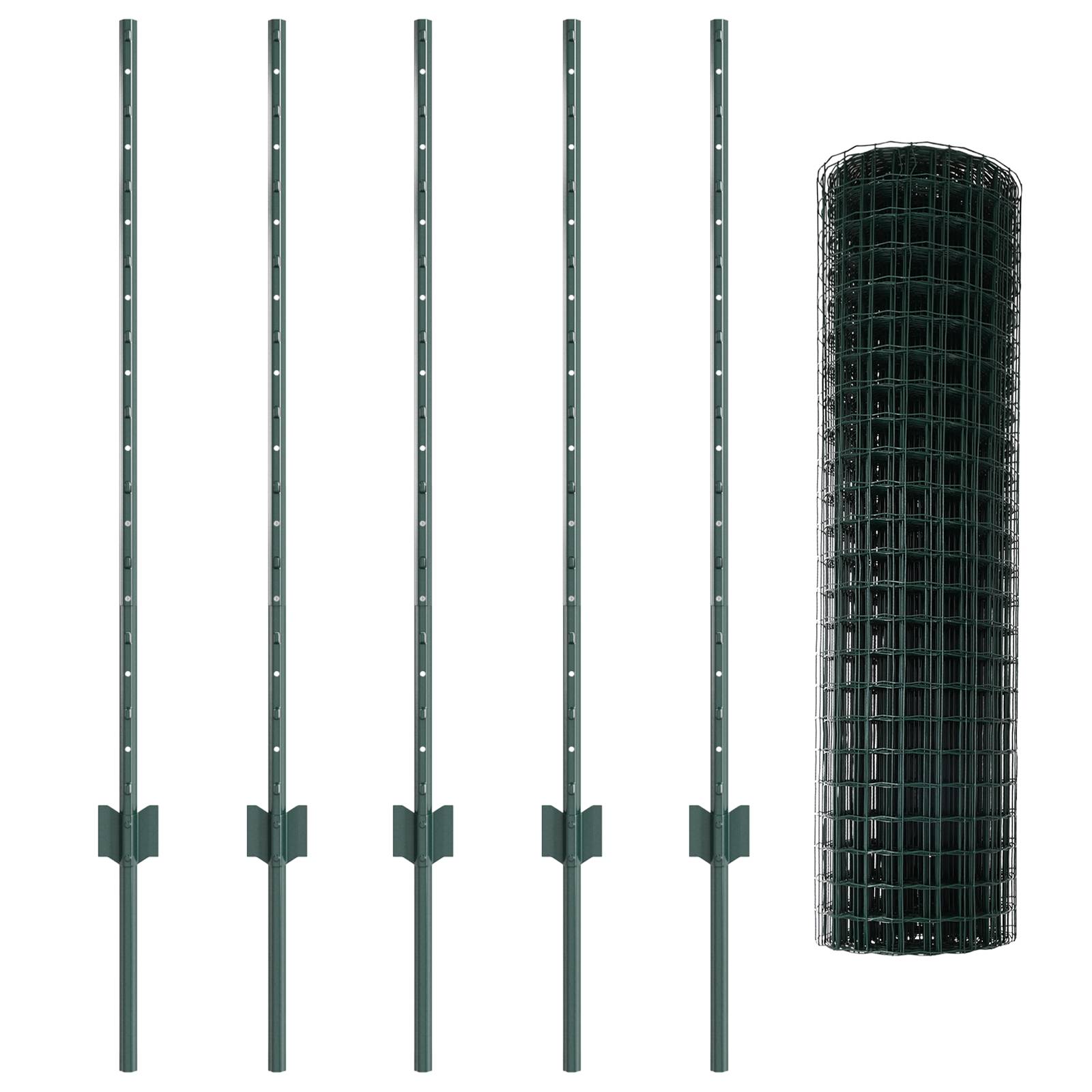 vidaXL Euro Zaun mit 5 U-Pfosten Grün 1x10 m Stahl