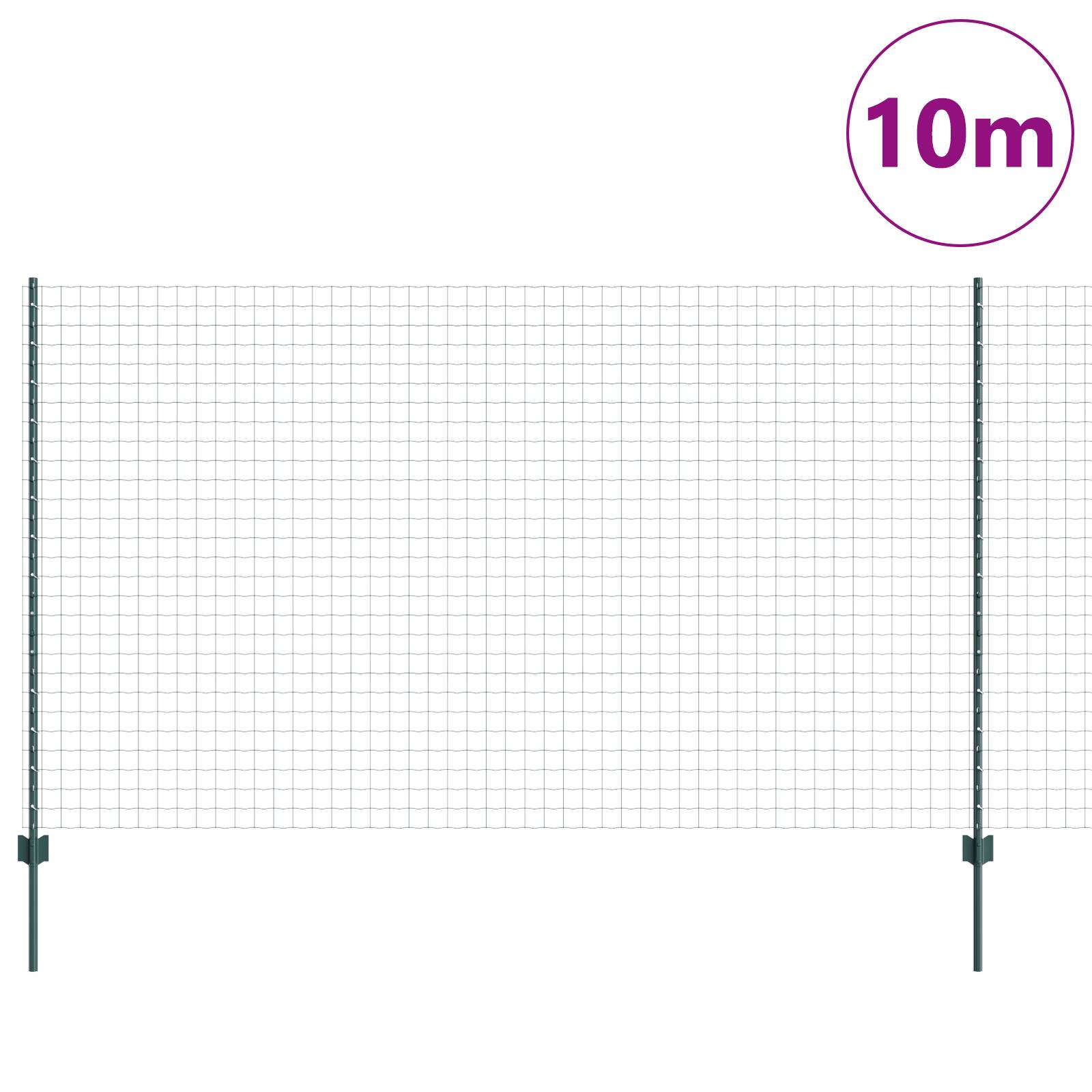 vidaXL Euro Zaun mit 5 U-Posten Grün 1,4x10 m Stahl