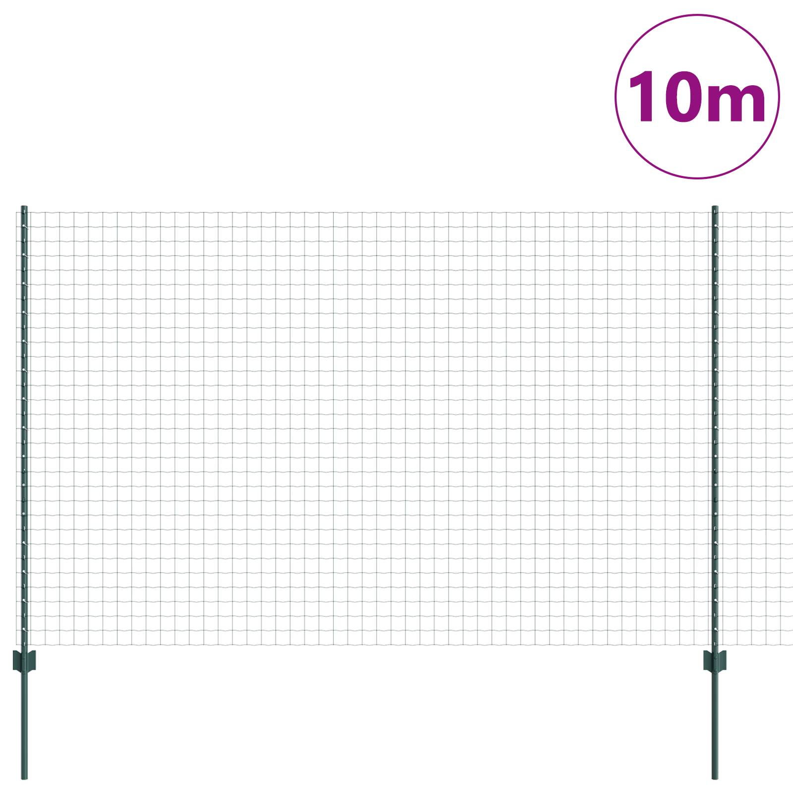 vidaXL Euro Zaun mit 5 U-Pfosten in Grün (1.5x10 m, Stahl)