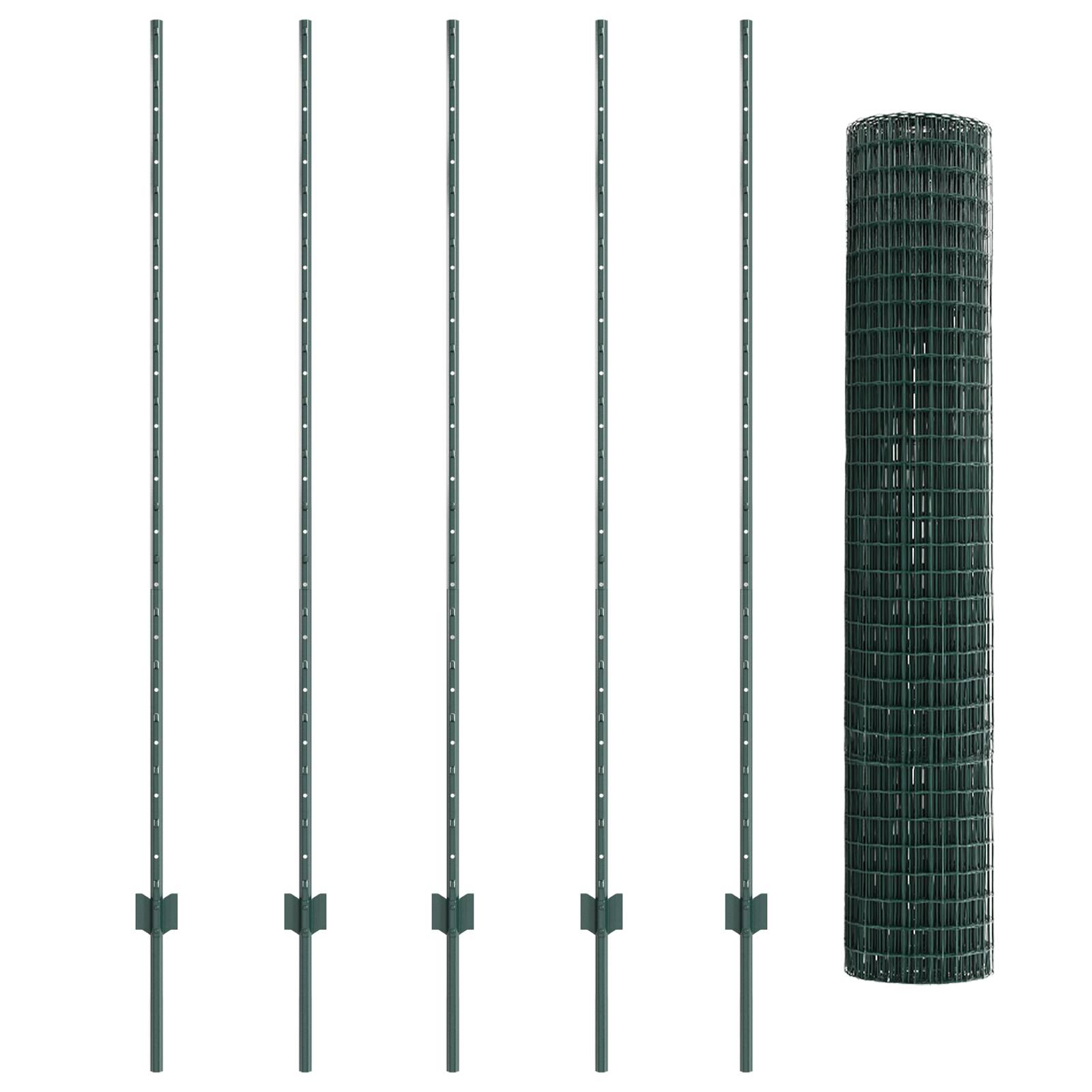 vidaXL Gartenzaunset Set aus 2 Grün Pulverbeschichteter Stahl