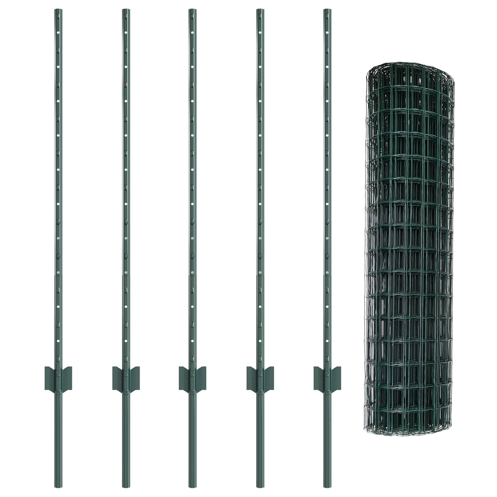 vidaXL Gartenzaunset Set aus 2 Grün Pulverbeschichteter Stahl 10 x 1 m