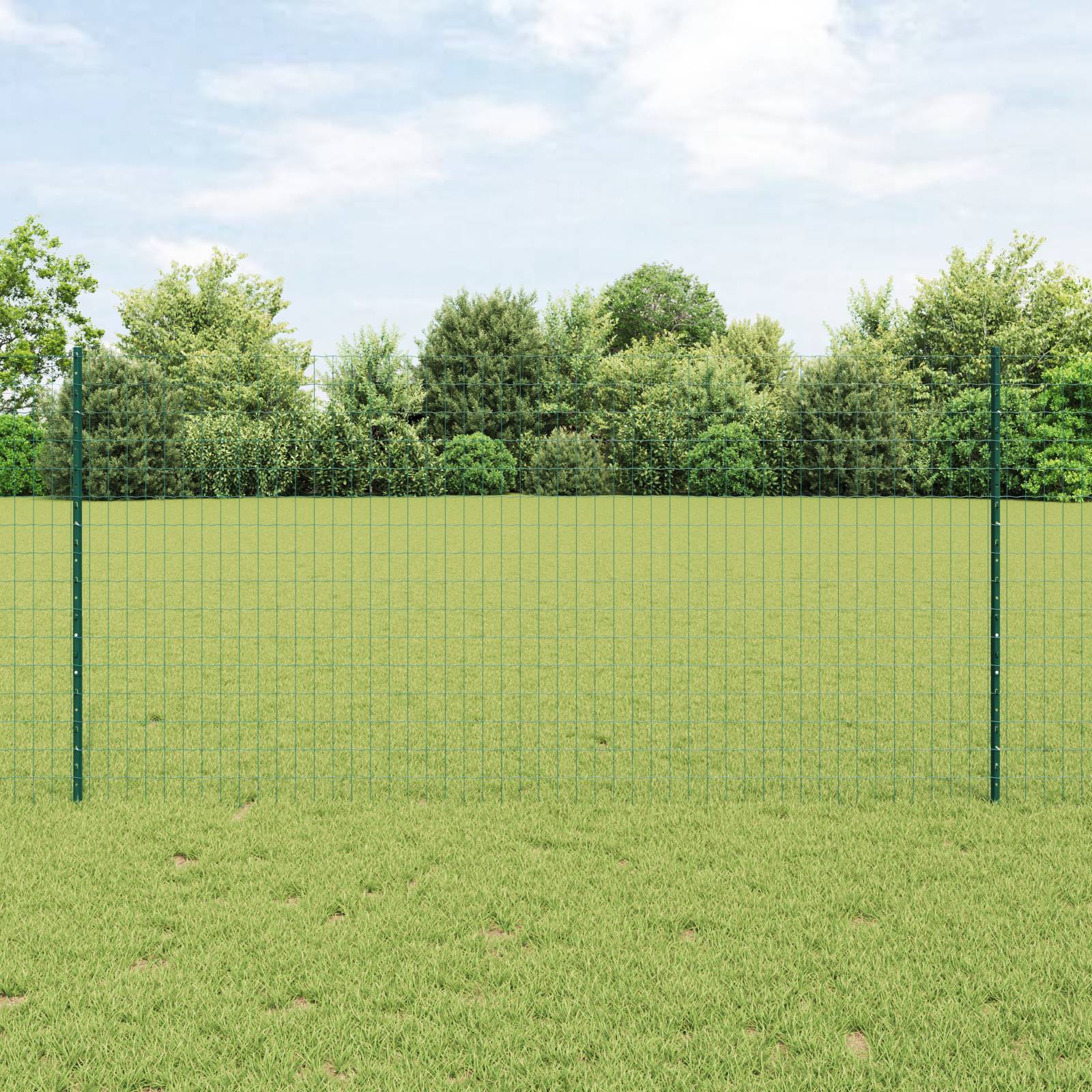 vidaXL Euro-Zaun mit 11 U-Pfosten Grün 1,2x25 m Stahl