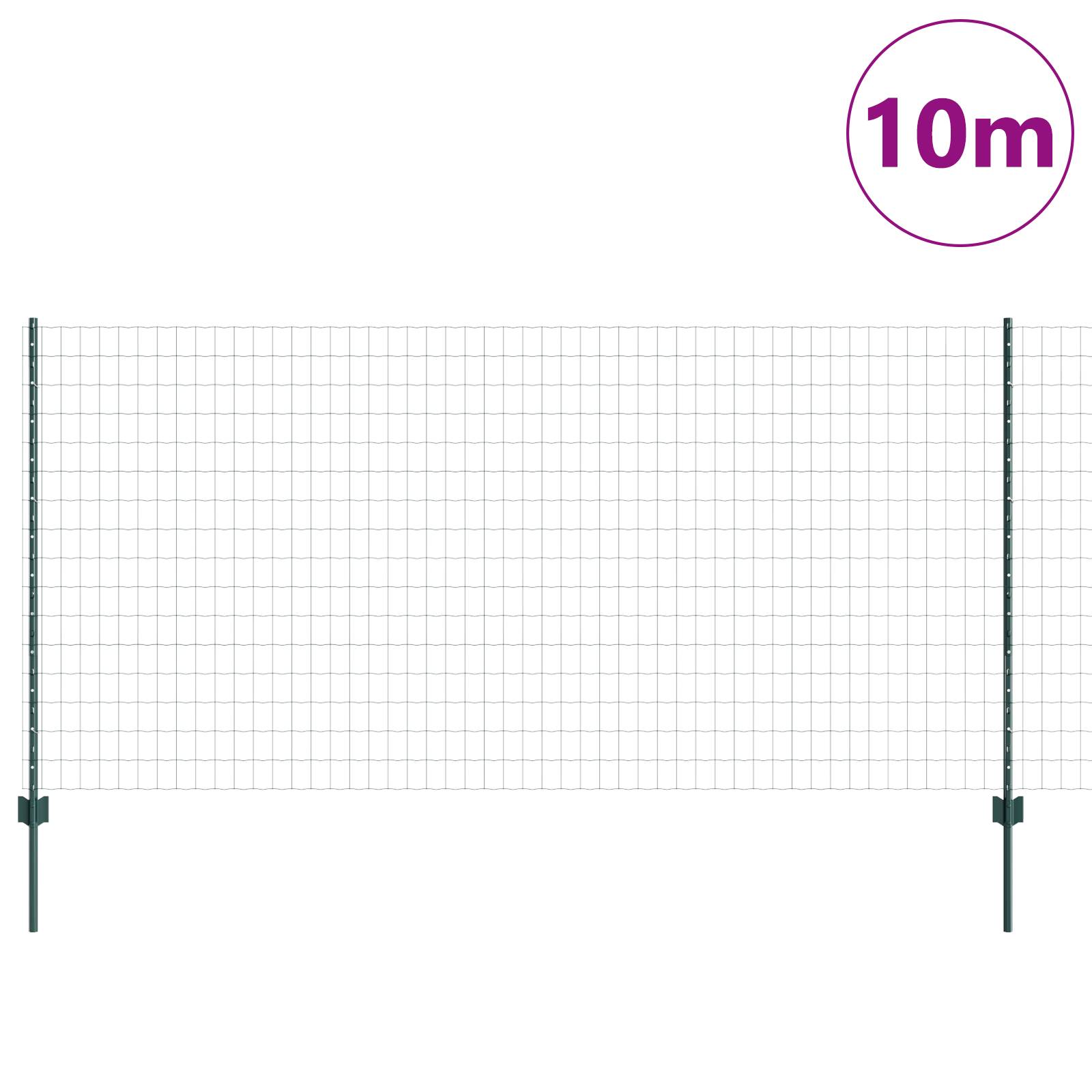 vidaXL Euro-Zaun mit 5 U-Pfosten Grün 1,2 x 10 m Stahl