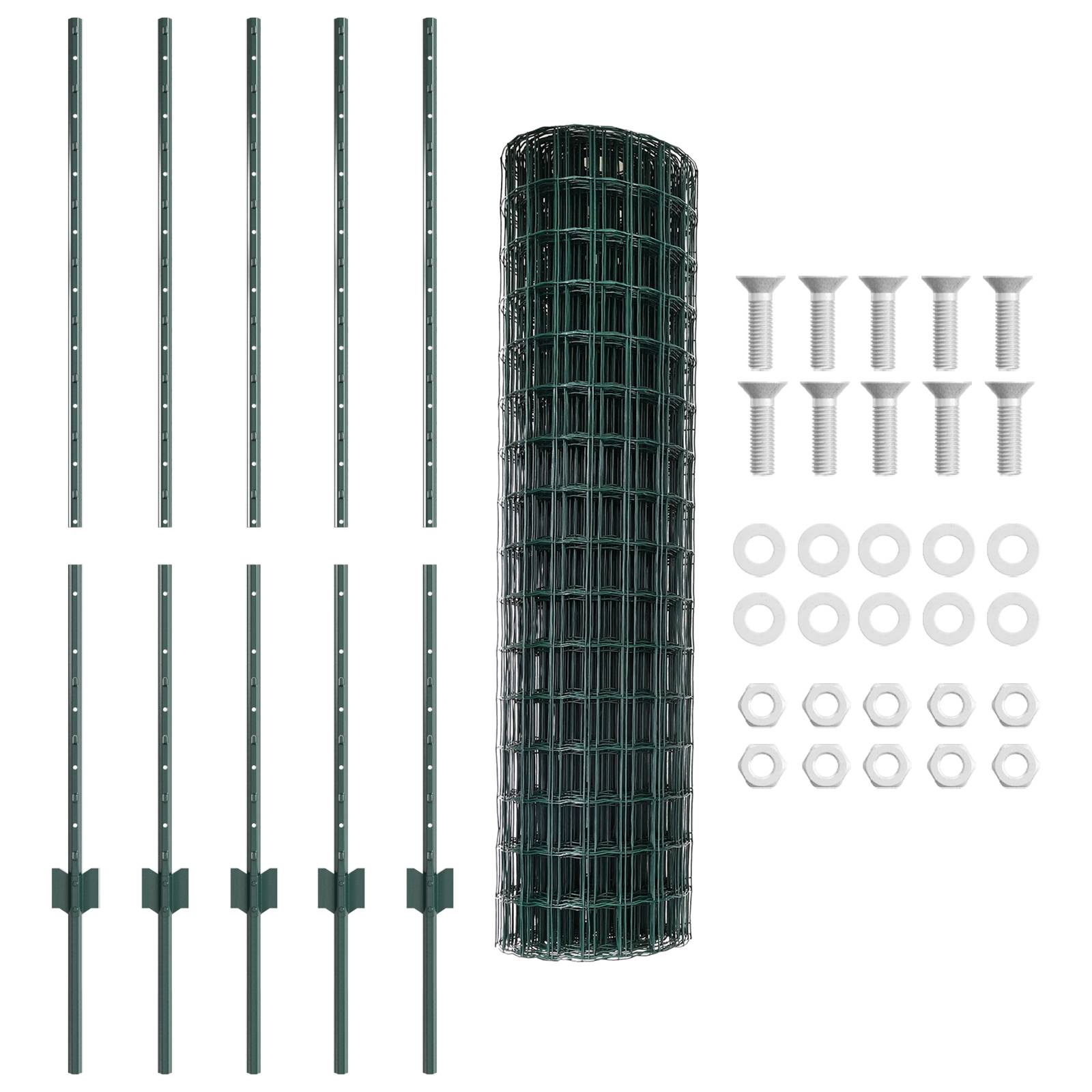 vidaXL Gartenzaunset Set aus 2 Grün Metall 10 x 1,2 m Erweiterbar