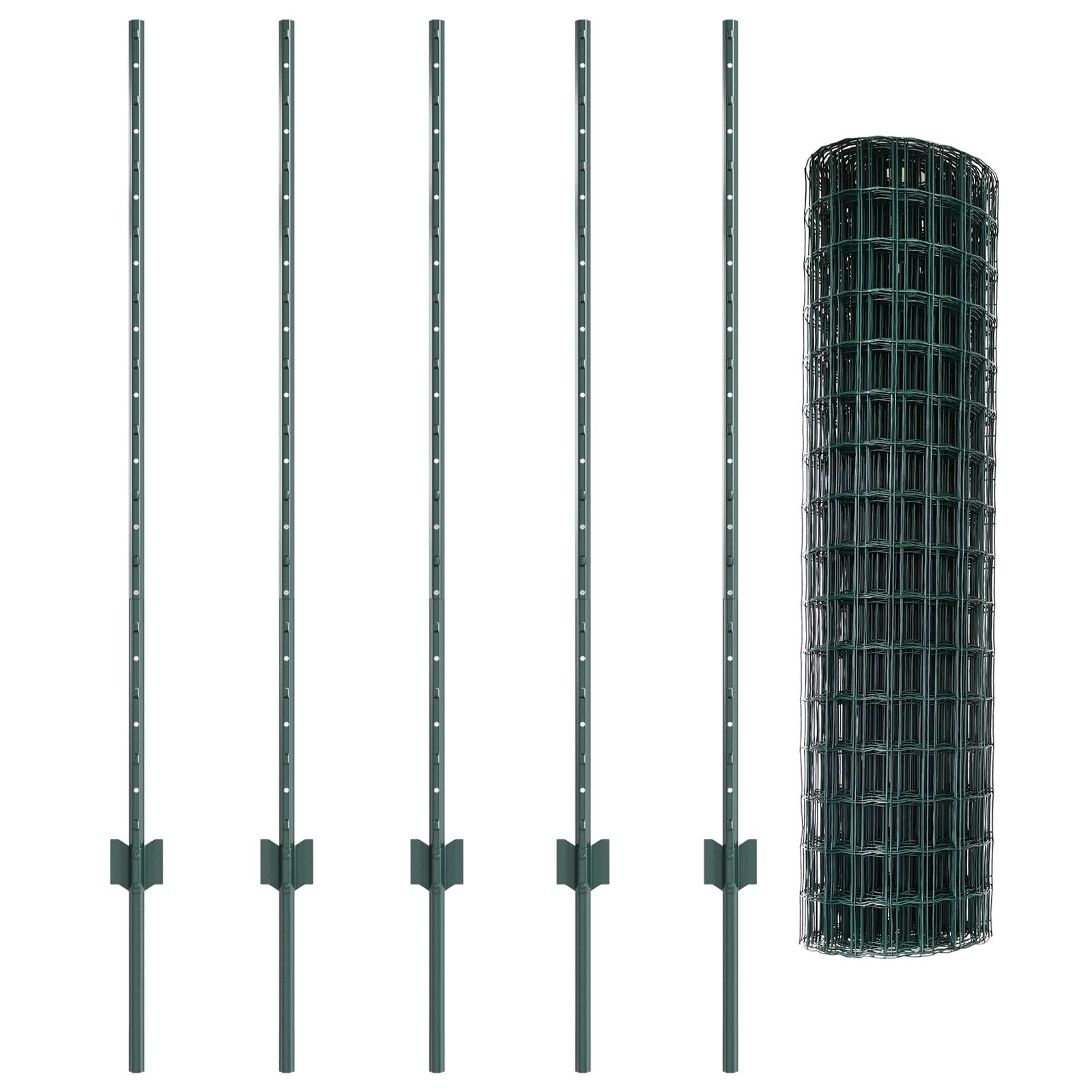 vidaXL Gartenzaunset Set aus 2 Grün Metall 10 x 1,2 m Erweiterbar