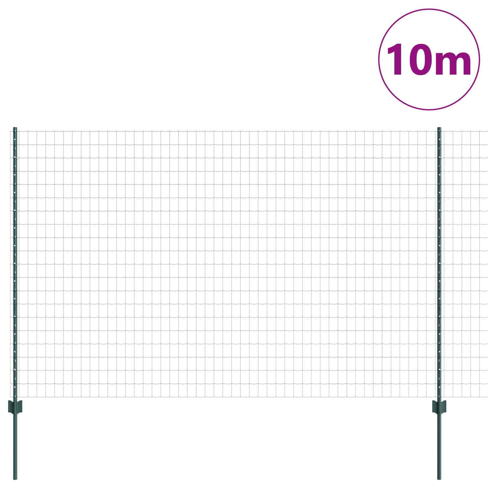 vidaXL Euro Zaun mit 5 U-Pfosten Grün 1,5x10 m Stahl