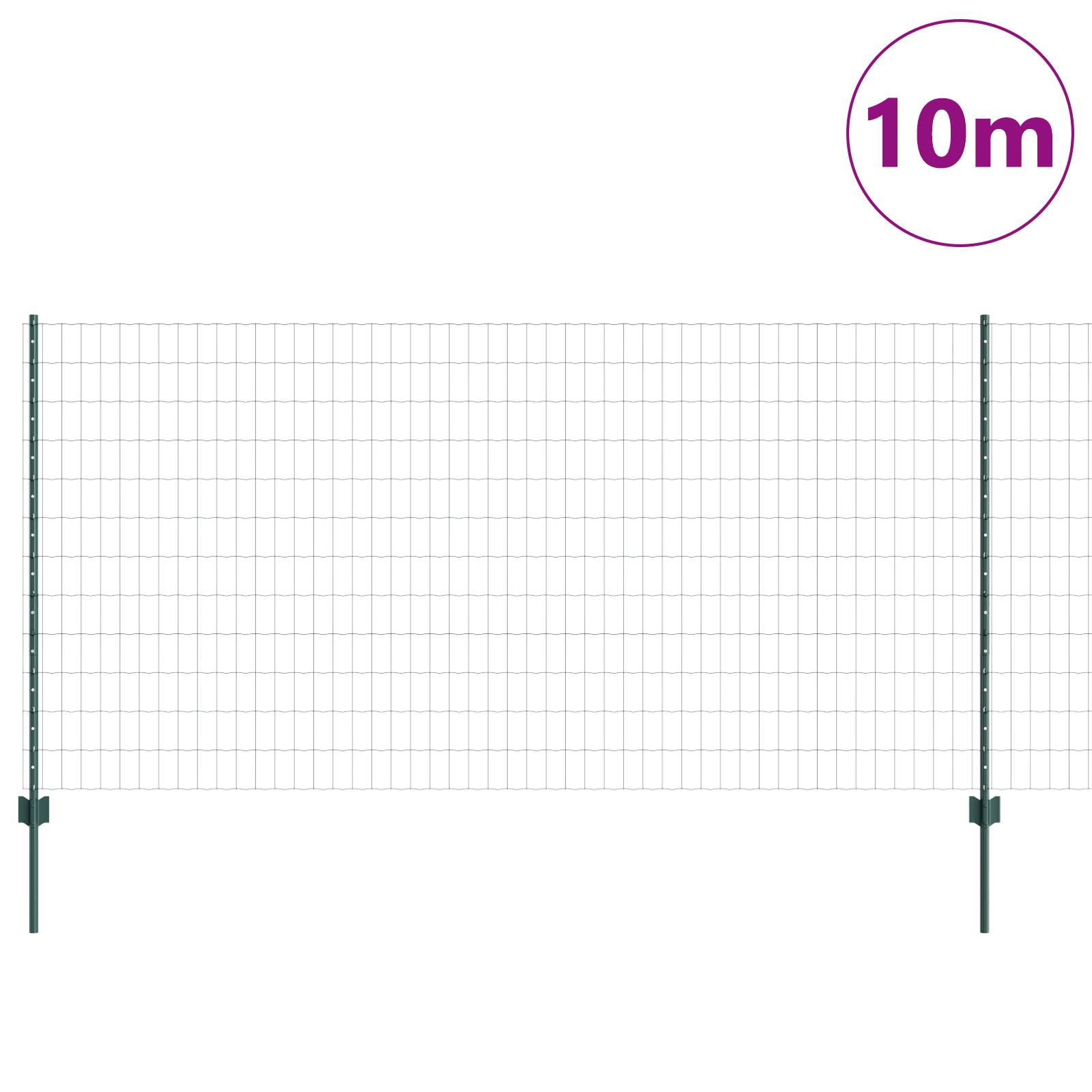 vidaXL Euro Zaun mit 5 U-Pfosten Grün 1,2x10 m Stahl