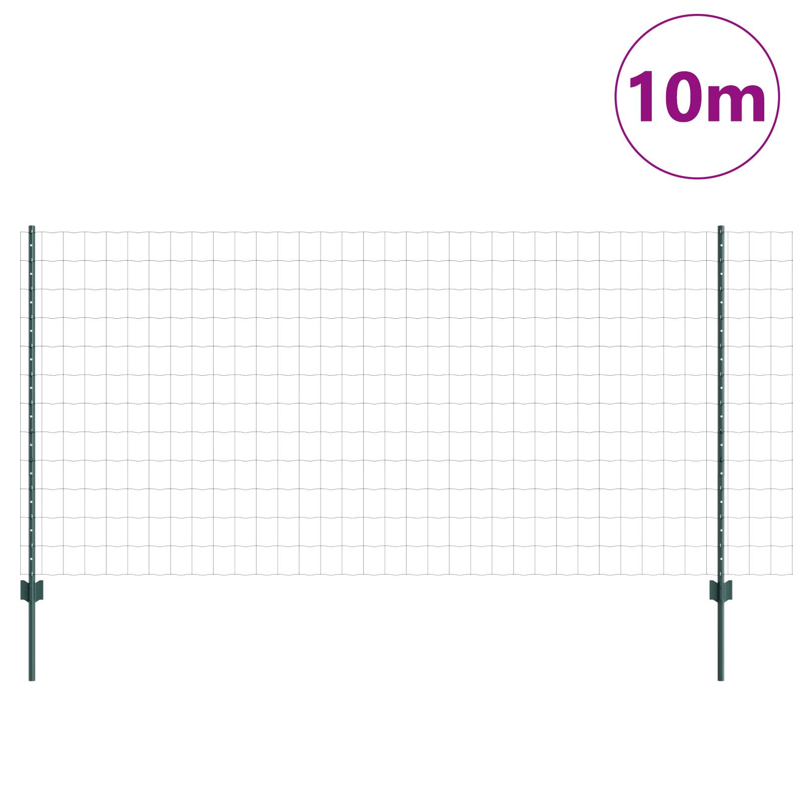 vidaXL Euro-Zaun mit 5 U-Pfosten Grün 1,2x10 m Stahl