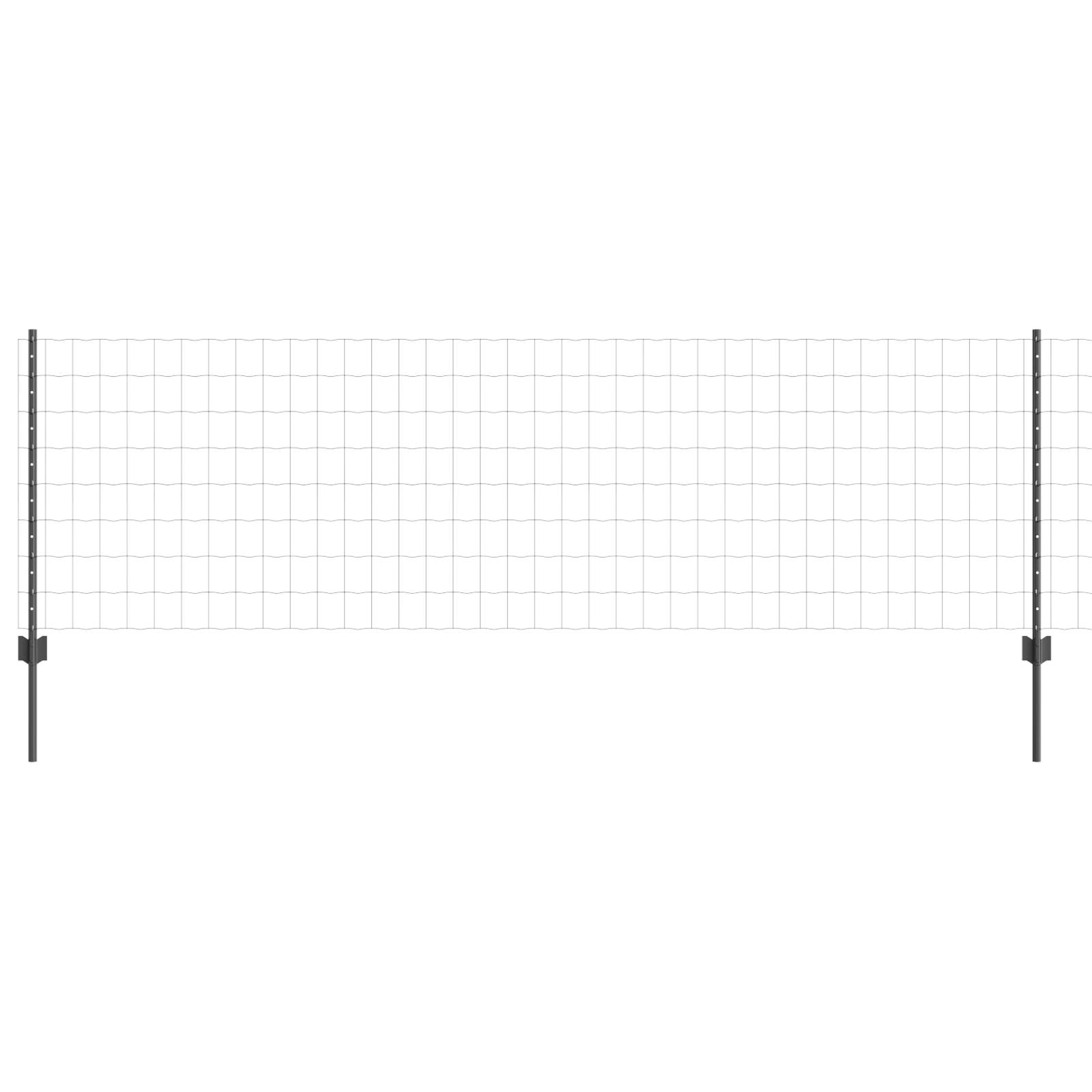 vidaXL Euro-Zaun mit 5 U-Posts Grau 0.8x10 m Stahl