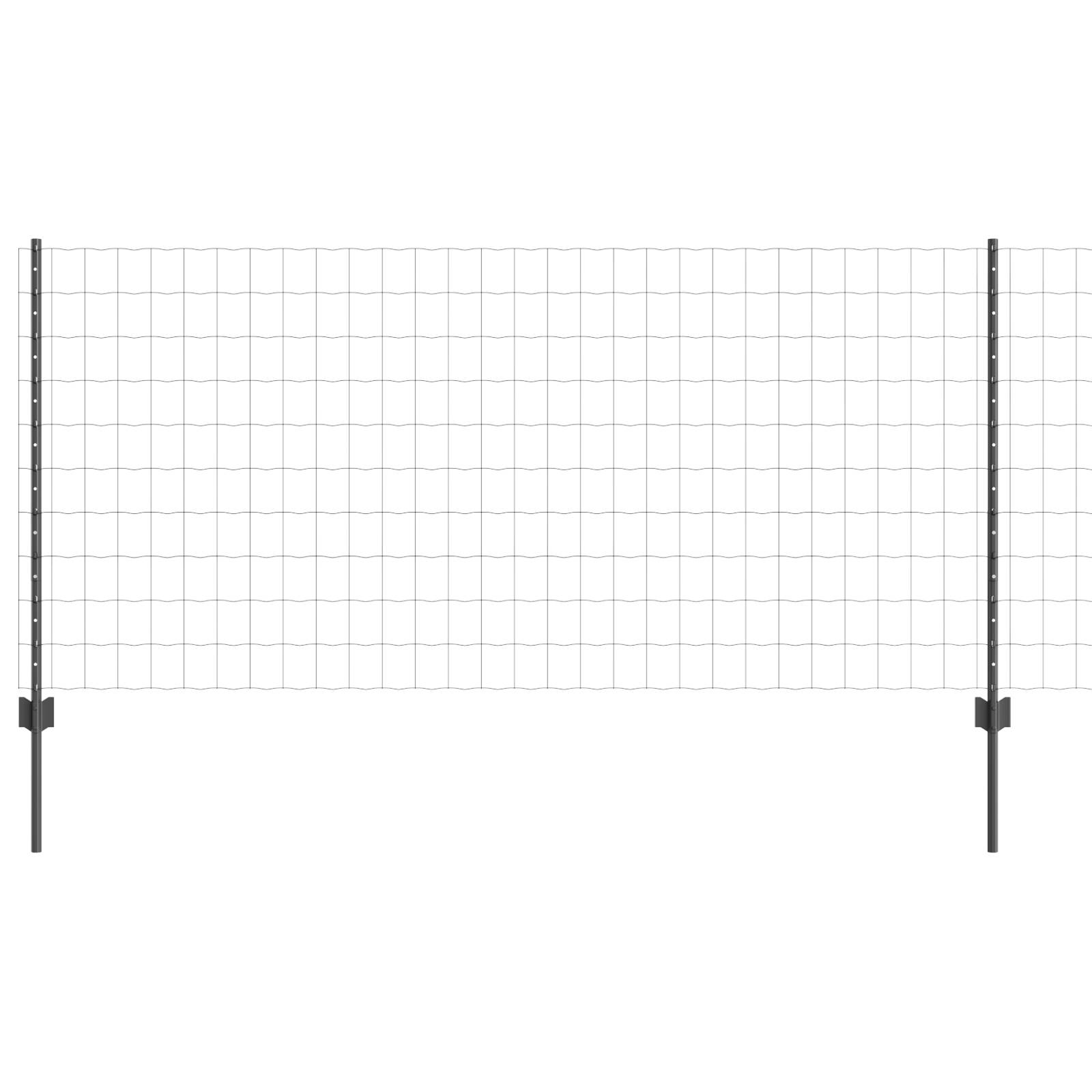 vidaXL Euro-Zaun mit 10 U-Pfosten Grau 1x10 m Stahl