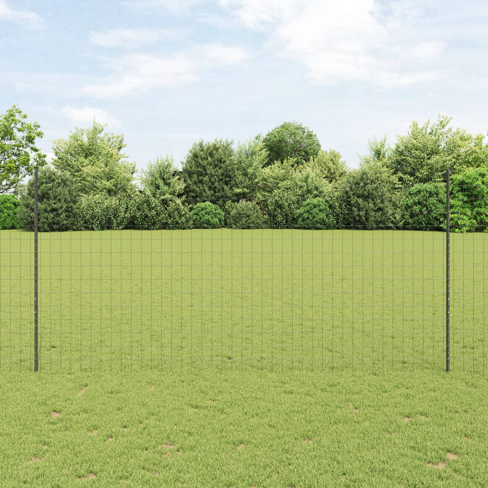 vidaXL Euro-Zaun mit 10 U-Stützen Grau 1,6x10 m Stahl